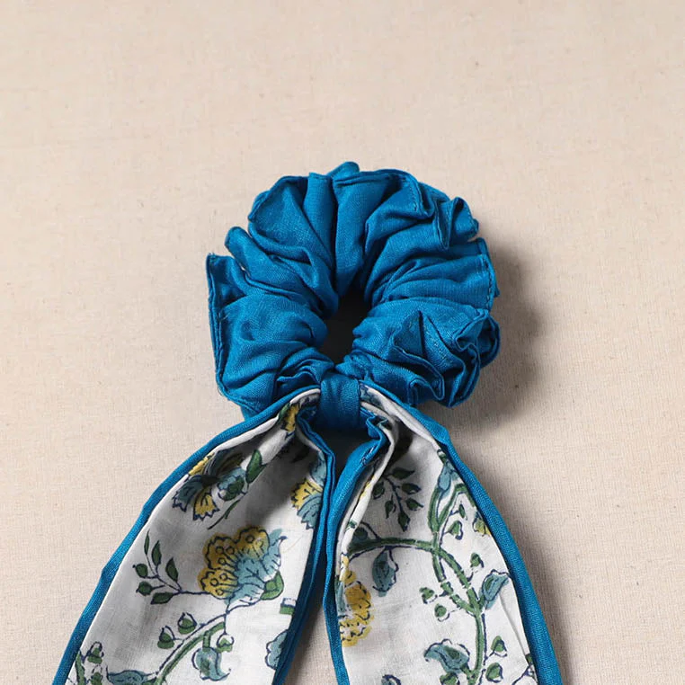 Blue - Handmade Rubber Band/Scarf Scrunchie 91 - Image 2