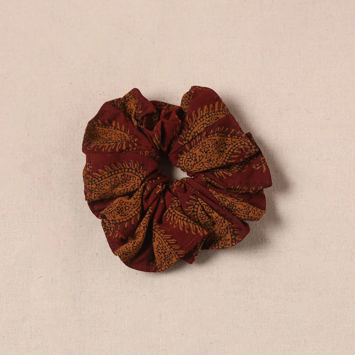 Maroon - Handmade Rubber Band/Scrunchie 104 - Image 2