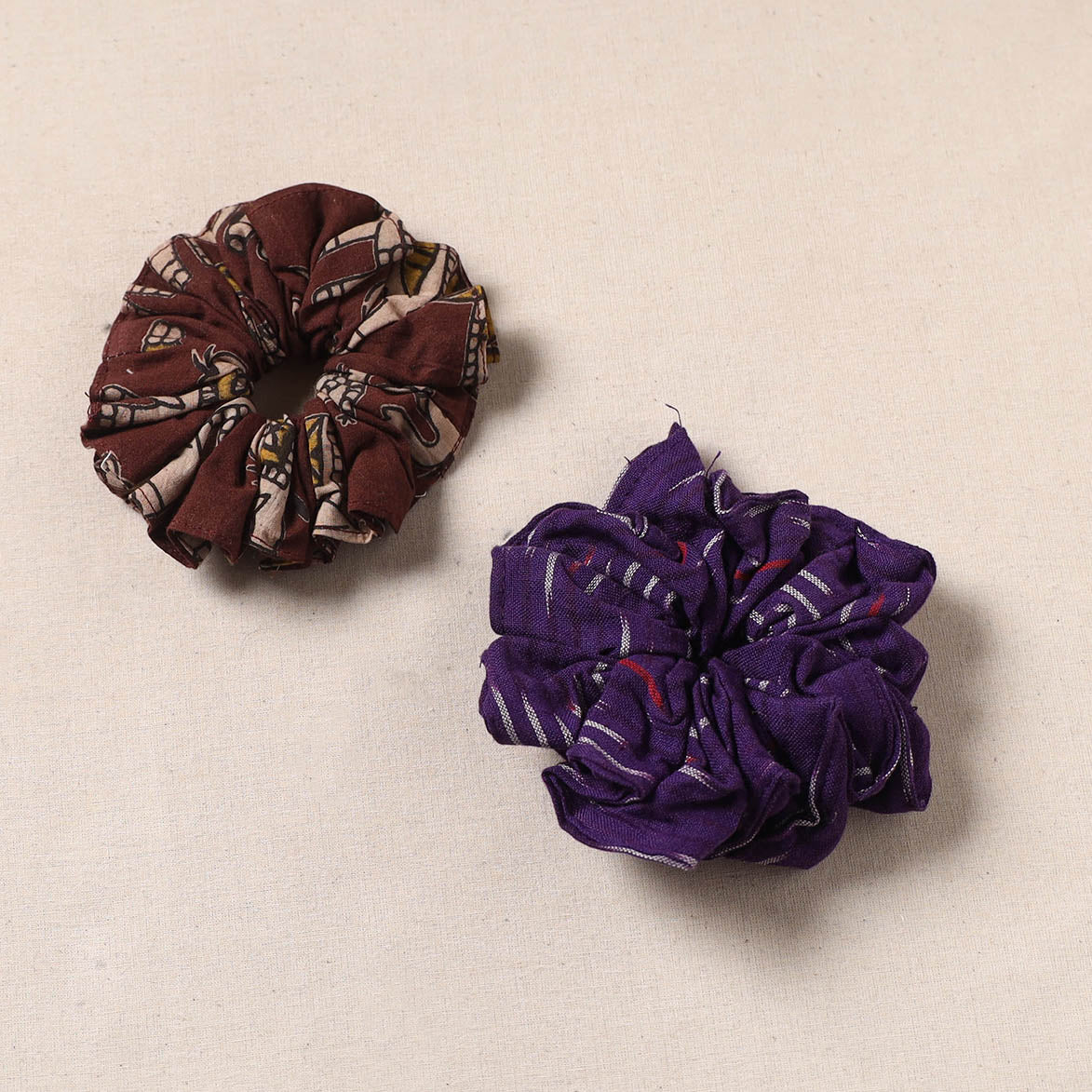 Multicolor - Handmade Rubber Band/Scrunchies (Set of 2) 137 - Image 2