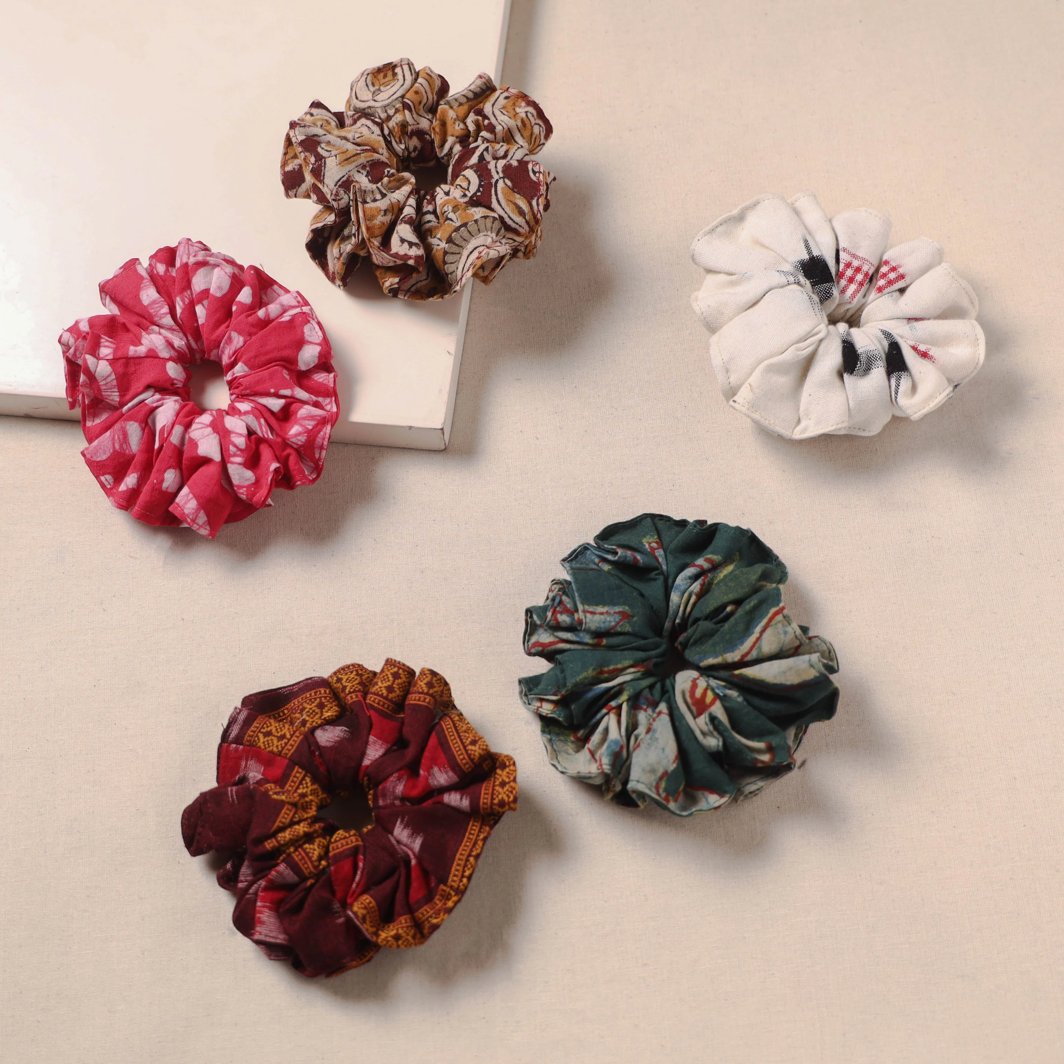 Multicolor - Handmade Rubber Band/Scrunchies (Set of 5) 104 - Image 2