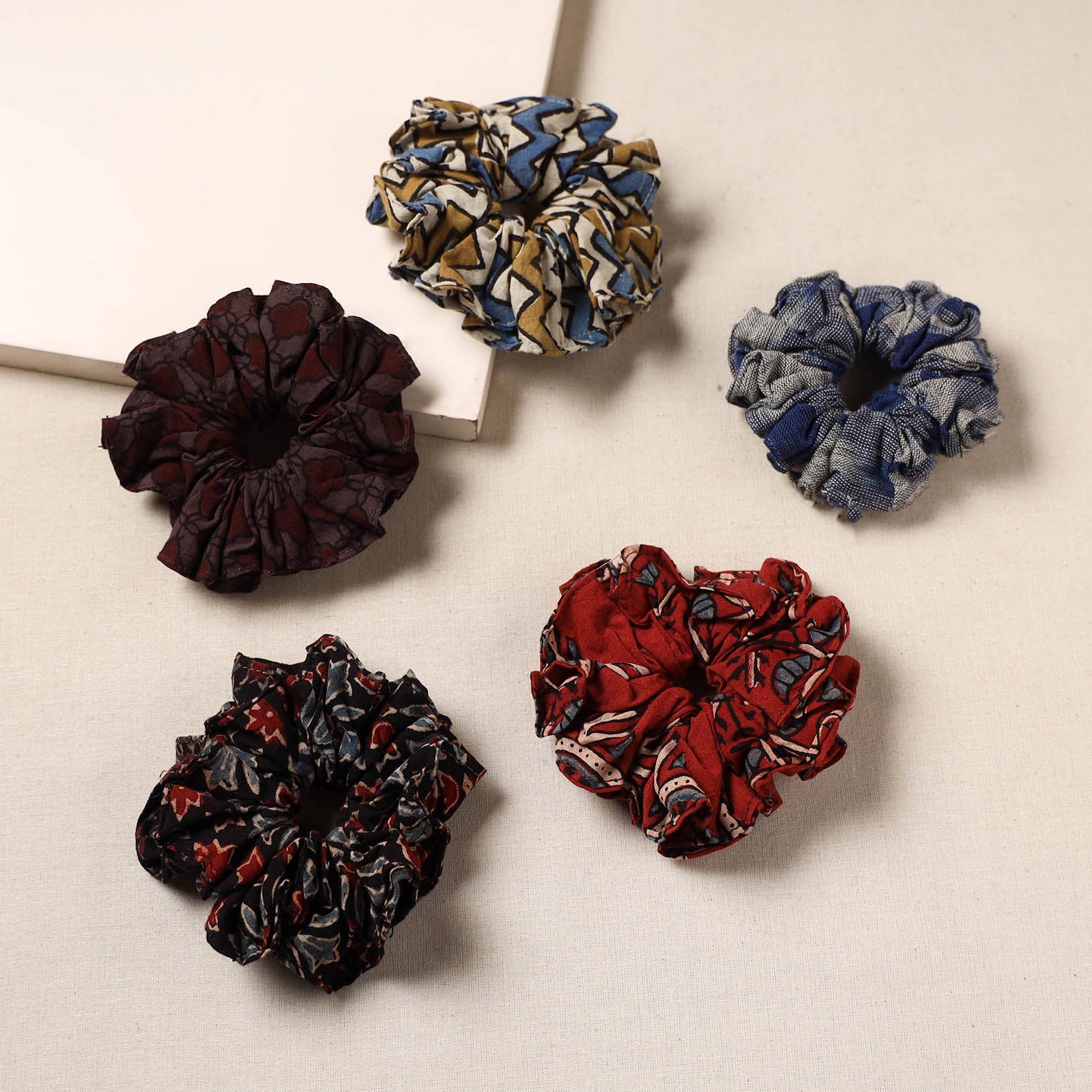 Multicolor - Handmade Rubber Band/Scrunchies (Set of 5) 21 - Image 2