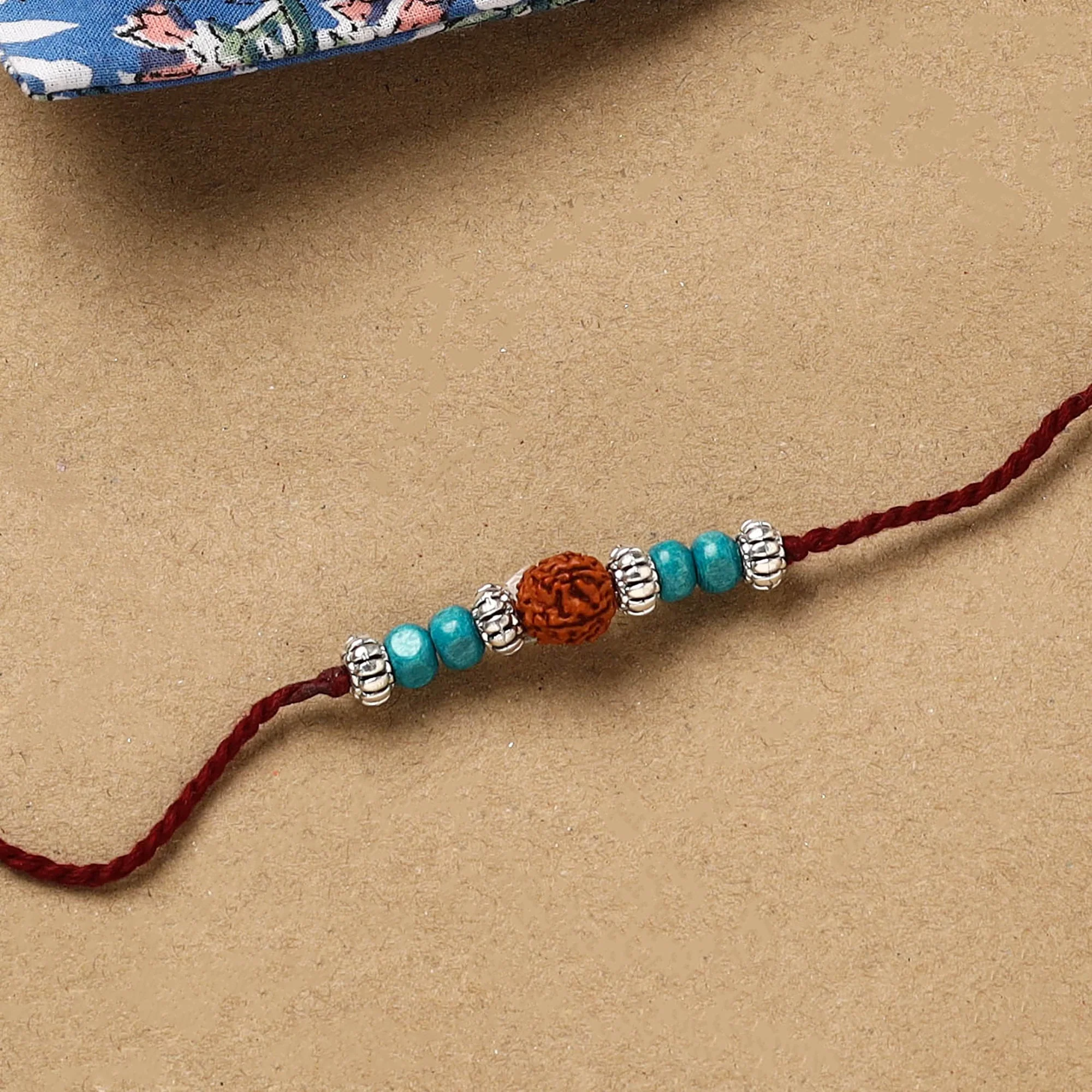 Rudraksha - Handmade Rudraksh Work Rakhi 51 - Image 2