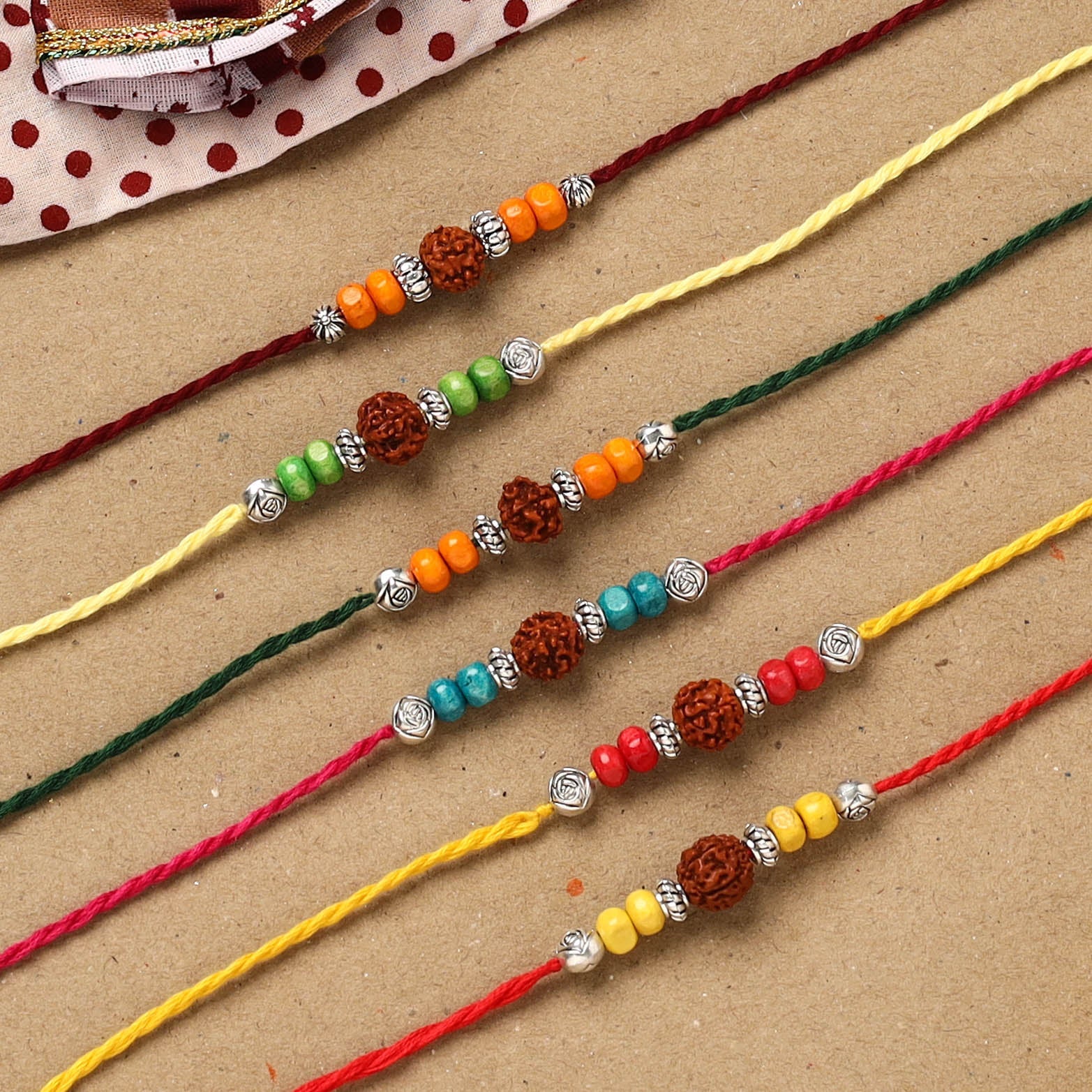 Rudraksha - Handmade Rudraksh Work Rakhi (Set of 6) 87 - Image 2