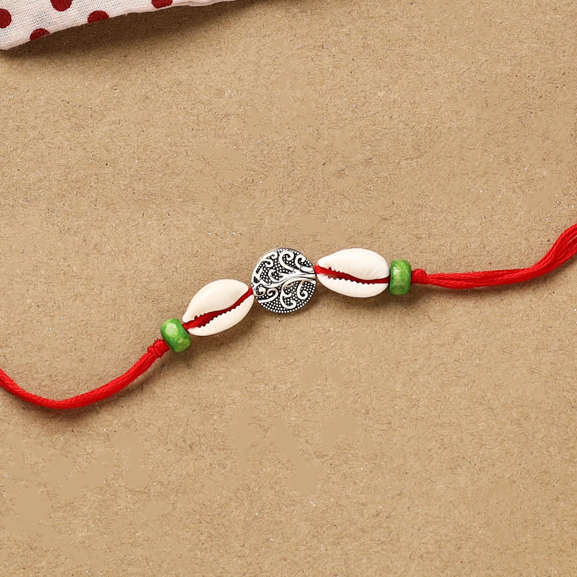 Handmade Shell Work Rakhi 141 - Image 2