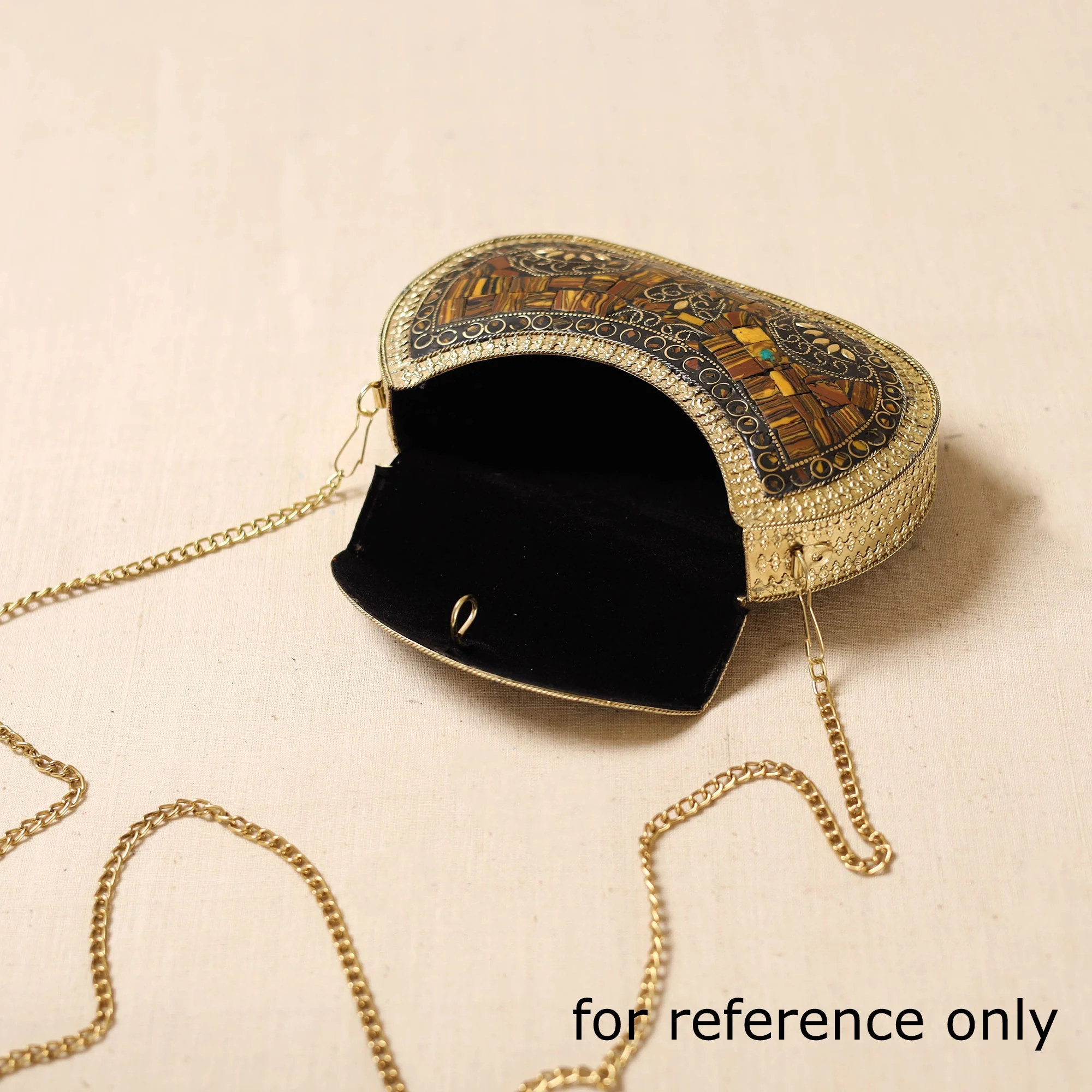 Handmade Vintage Metal Mosaic Stone Clutch / Sling Bag 08 - Image 5