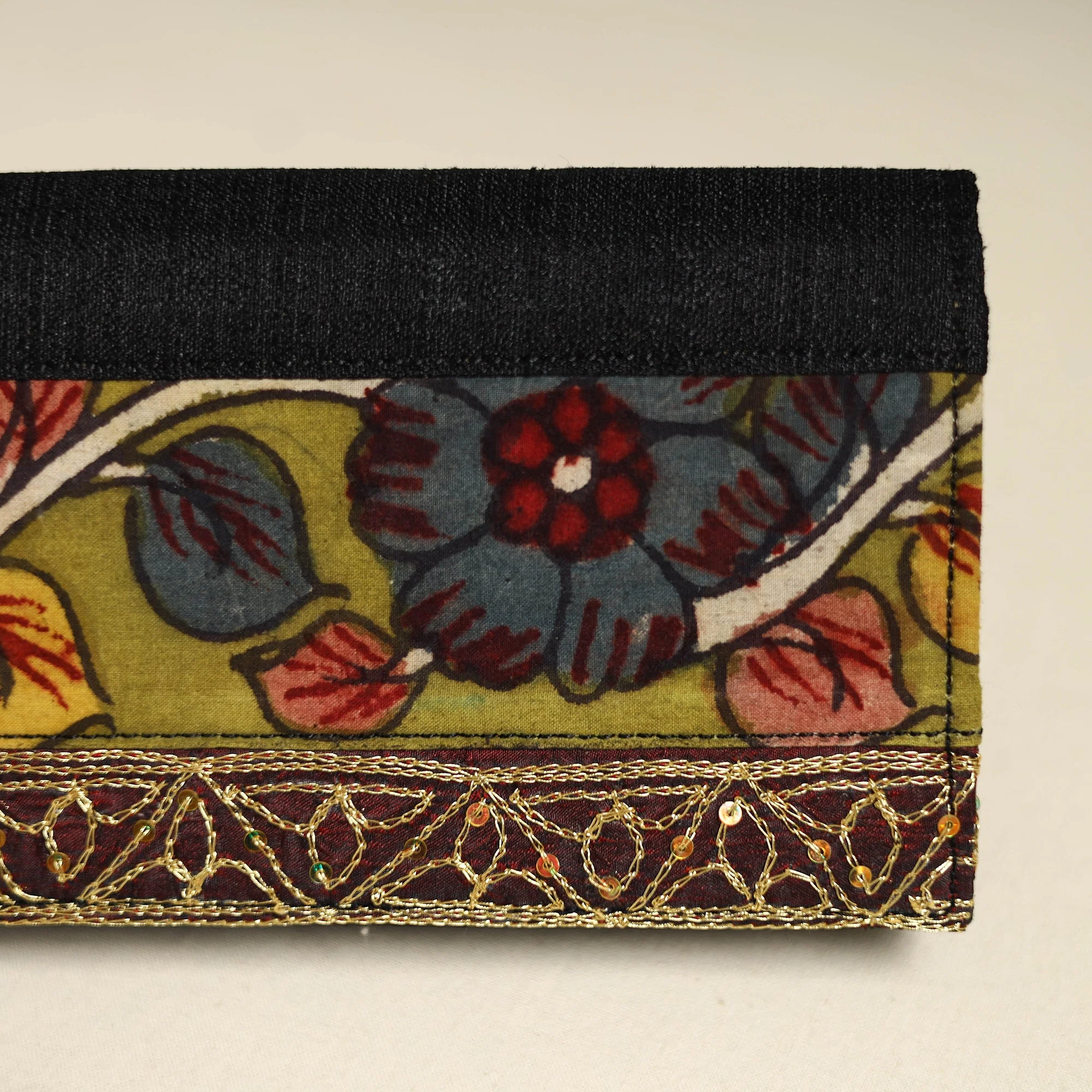 Handpainted Kalamkari Natural Dyed Ghicha Silk Clutch / Wallet 11 - Image 4