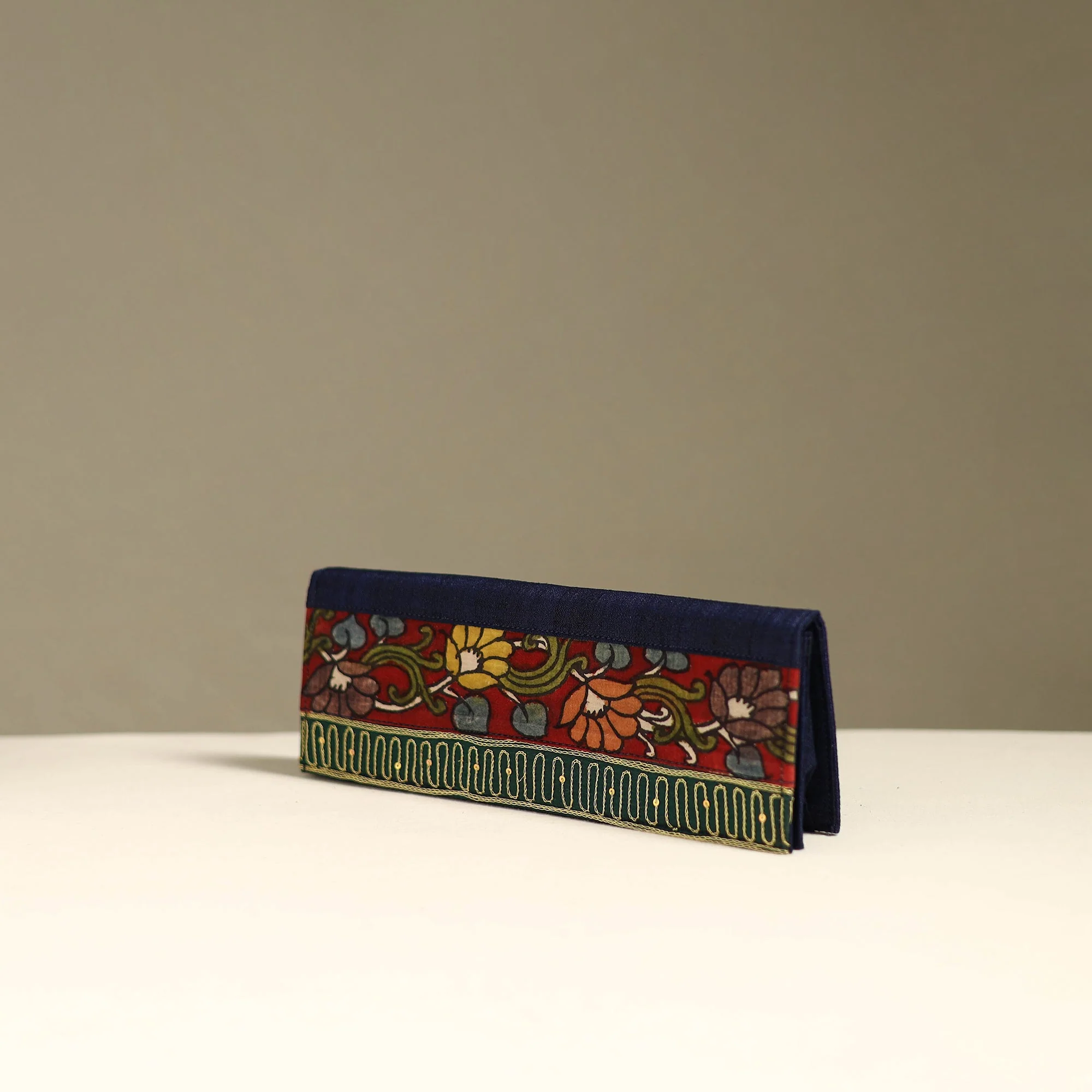 Handpainted Kalamkari Natural Dyed Ghicha Silk Clutch / Wallet 16 - Image 2