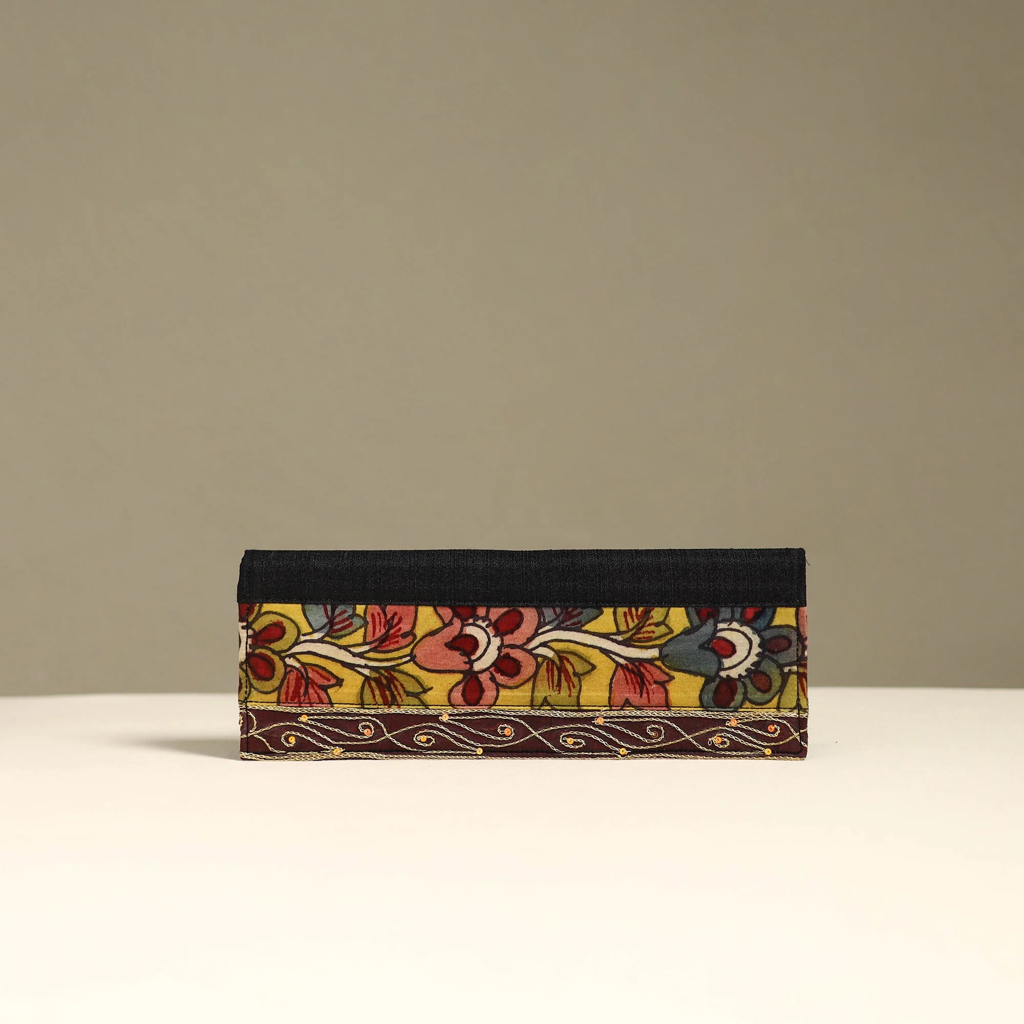 Handpainted Kalamkari Natural Dyed Ghicha Silk Clutch / Wallet 18