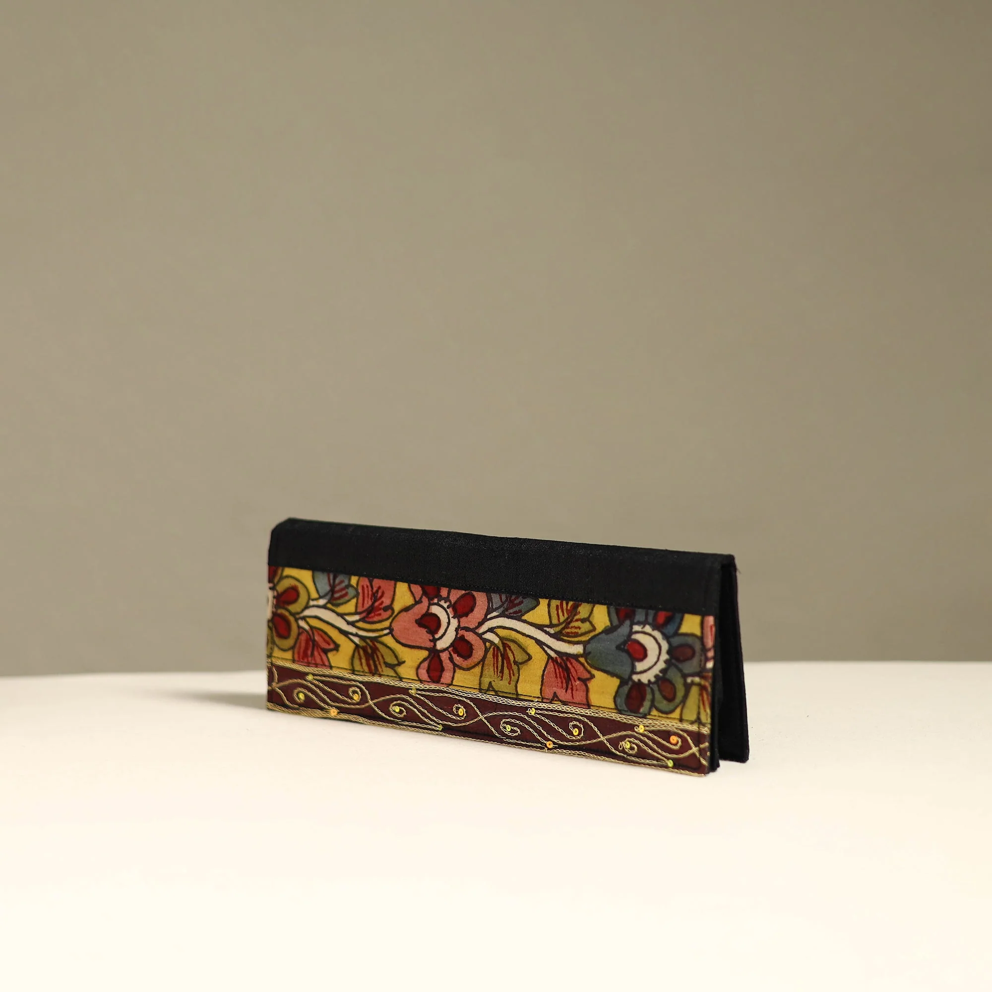 Handpainted Kalamkari Natural Dyed Ghicha Silk Clutch / Wallet 18 - Image 2