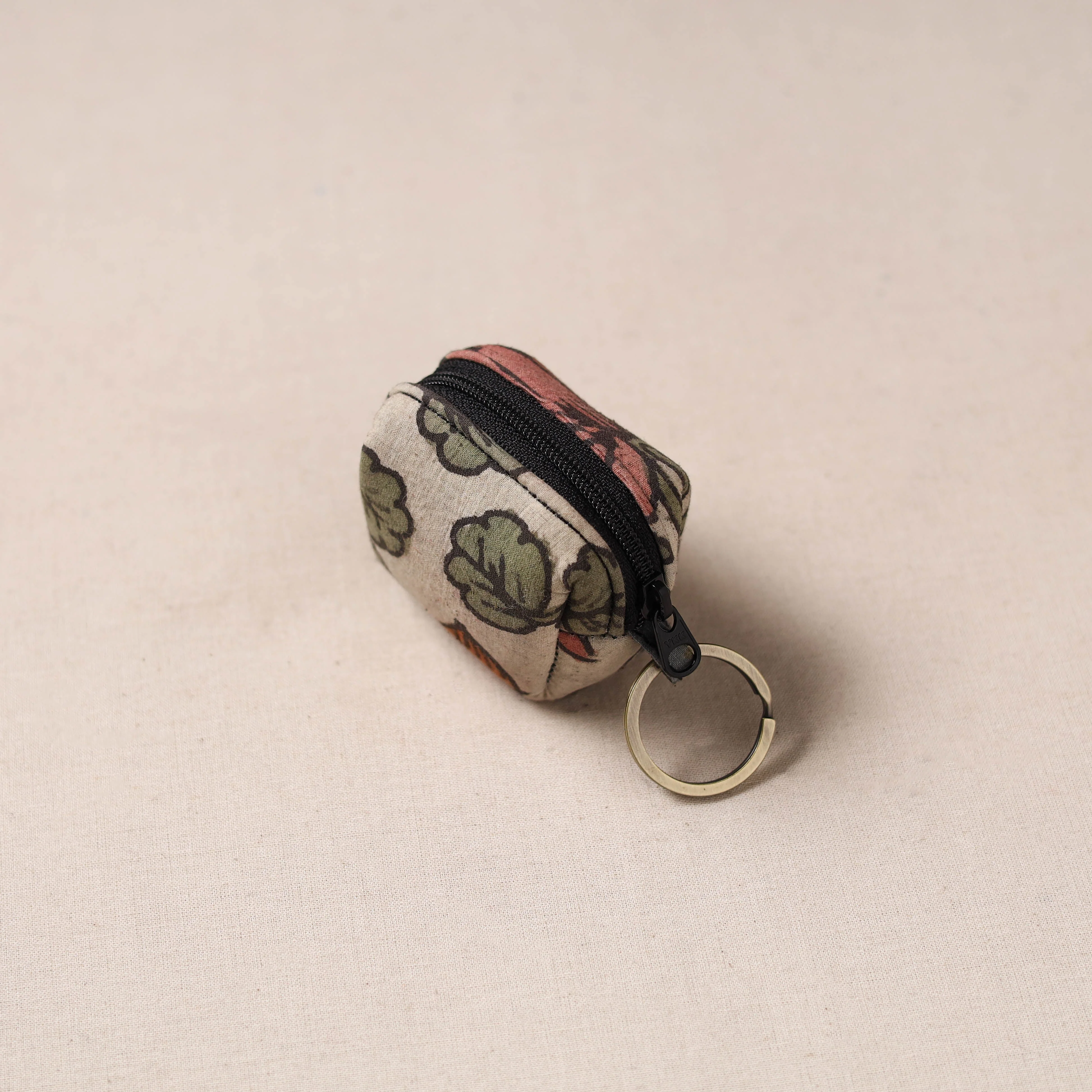 Multicolor - Handpainted Kalamkari Natural Dyed Keychain Pouch 01