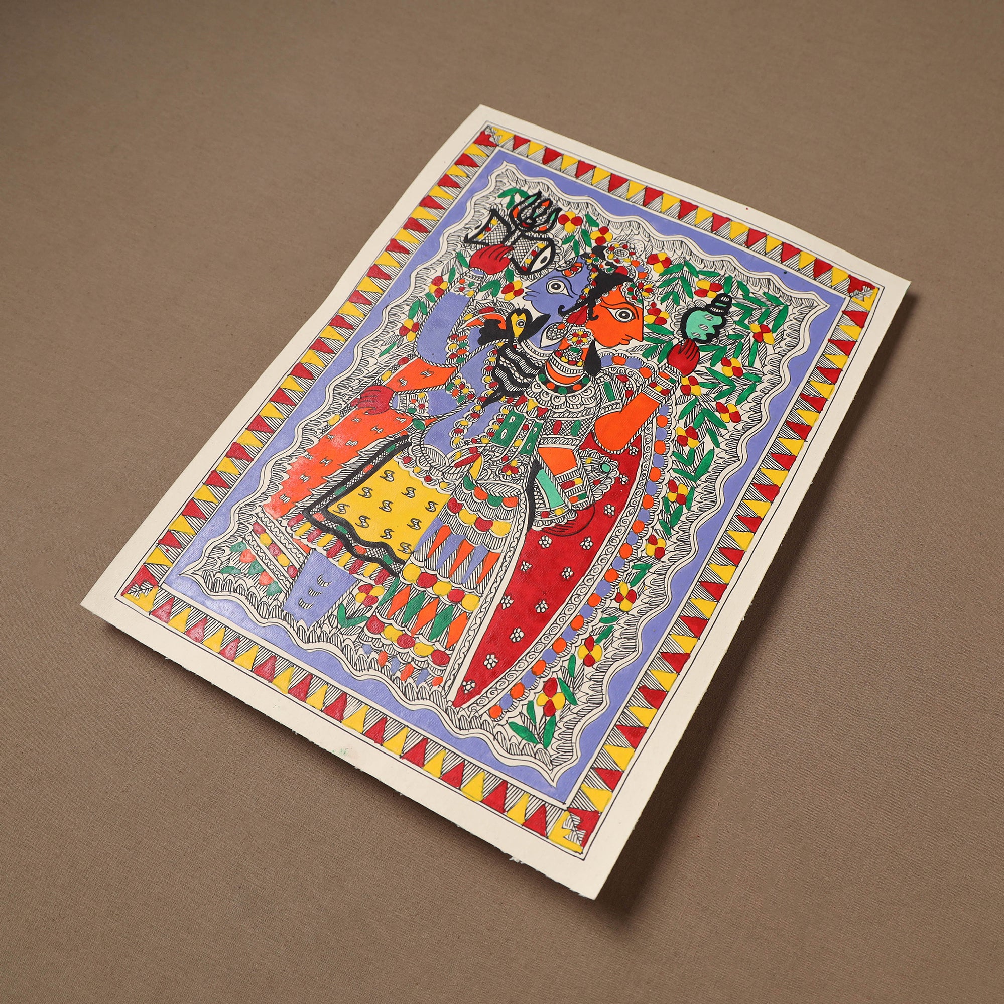 Handpainted Madhubani Painting by Santosh Paswan (15 x 11 in) 06 - Image 2