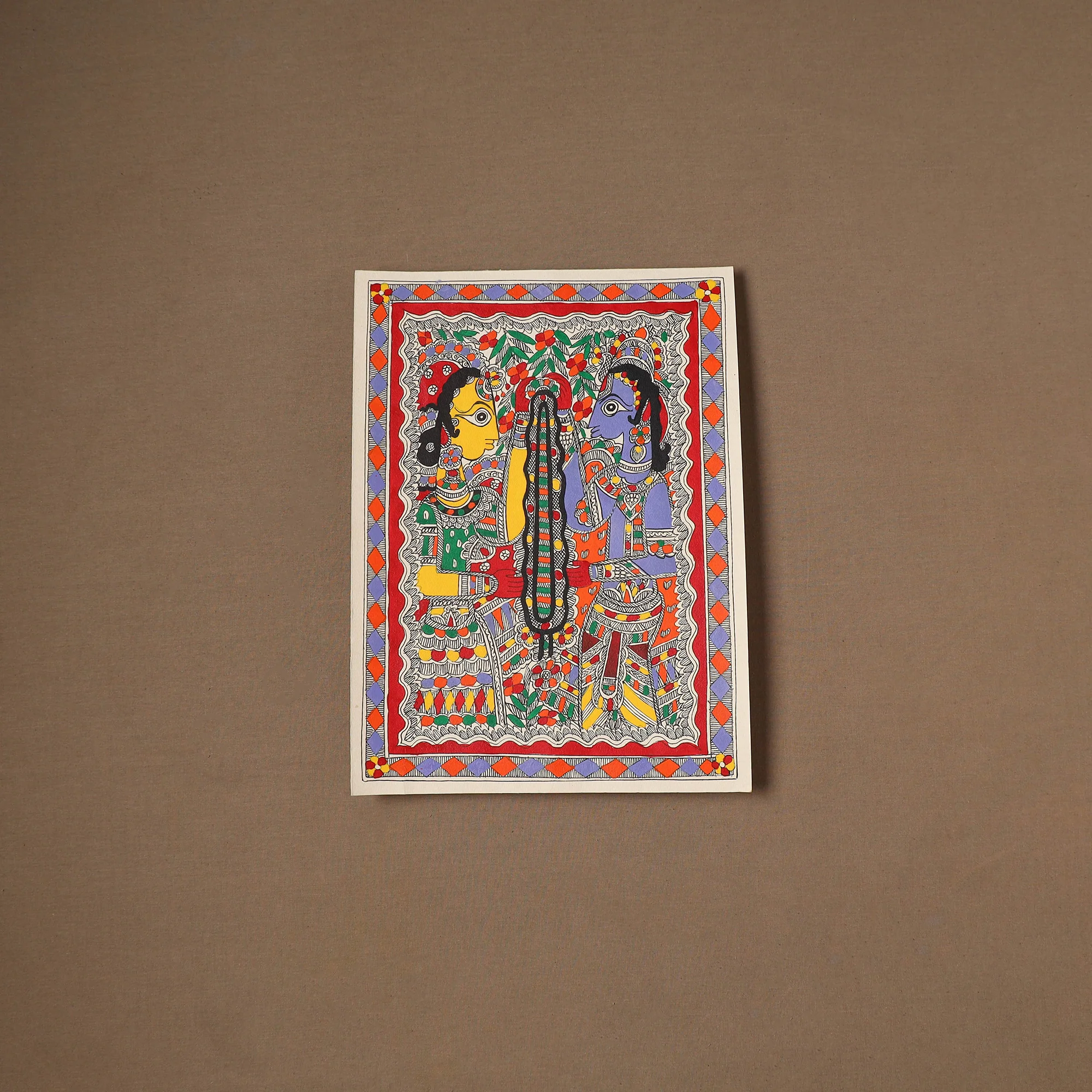 Handpainted Madhubani Painting by Santosh Paswan (15 x 11 in) 08