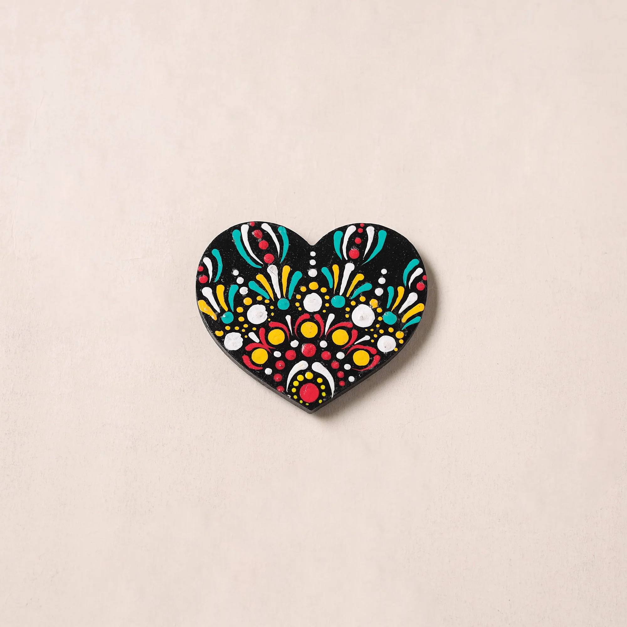 Multicolor - Heart Handpainted Mandala Art Wooden Fridge Magnet 11