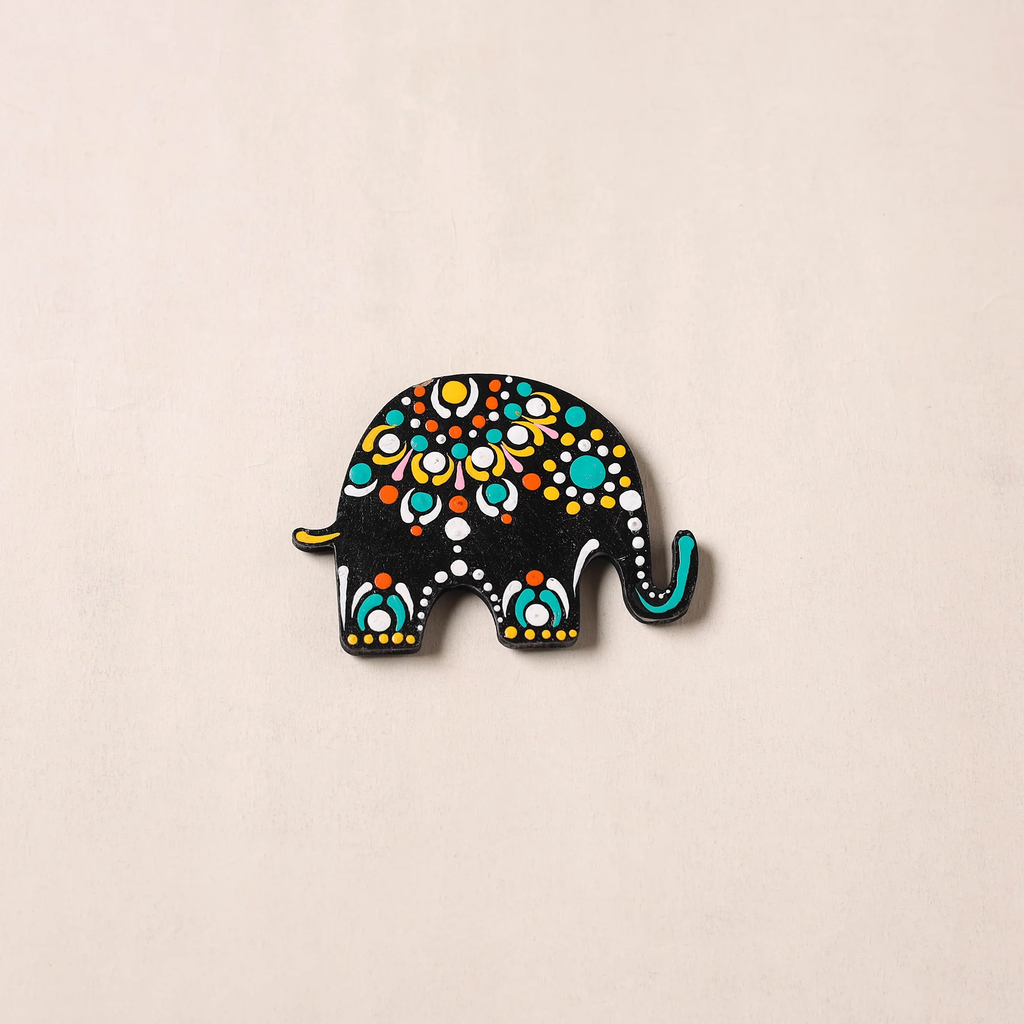 Multicolor - Elephant Handpainted Mandala Art Wooden Fridge Magnet 36