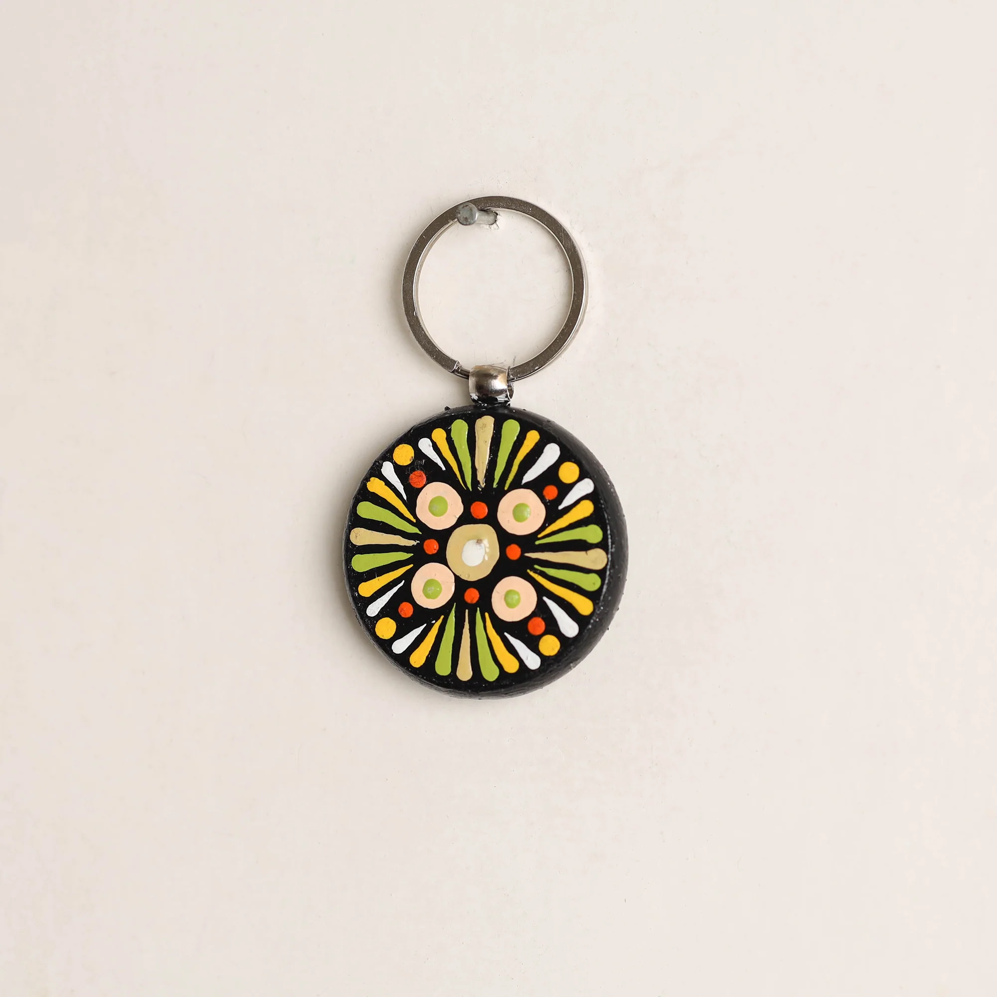 Multicolor - Handpainted Mandala Art Wooden Keychain 57 - Image 2