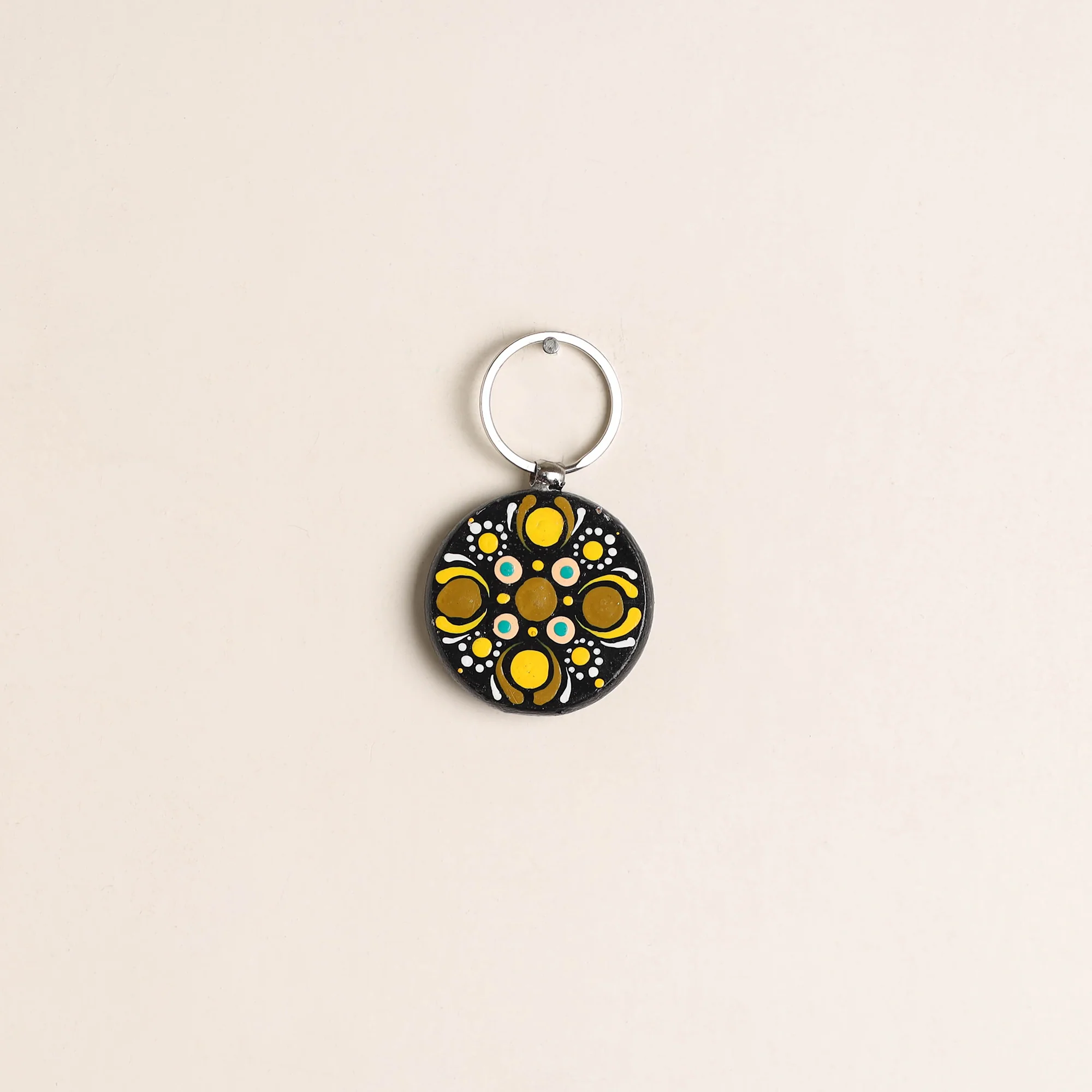 Multicolor - Handpainted Mandala Art Wooden Keychain 60