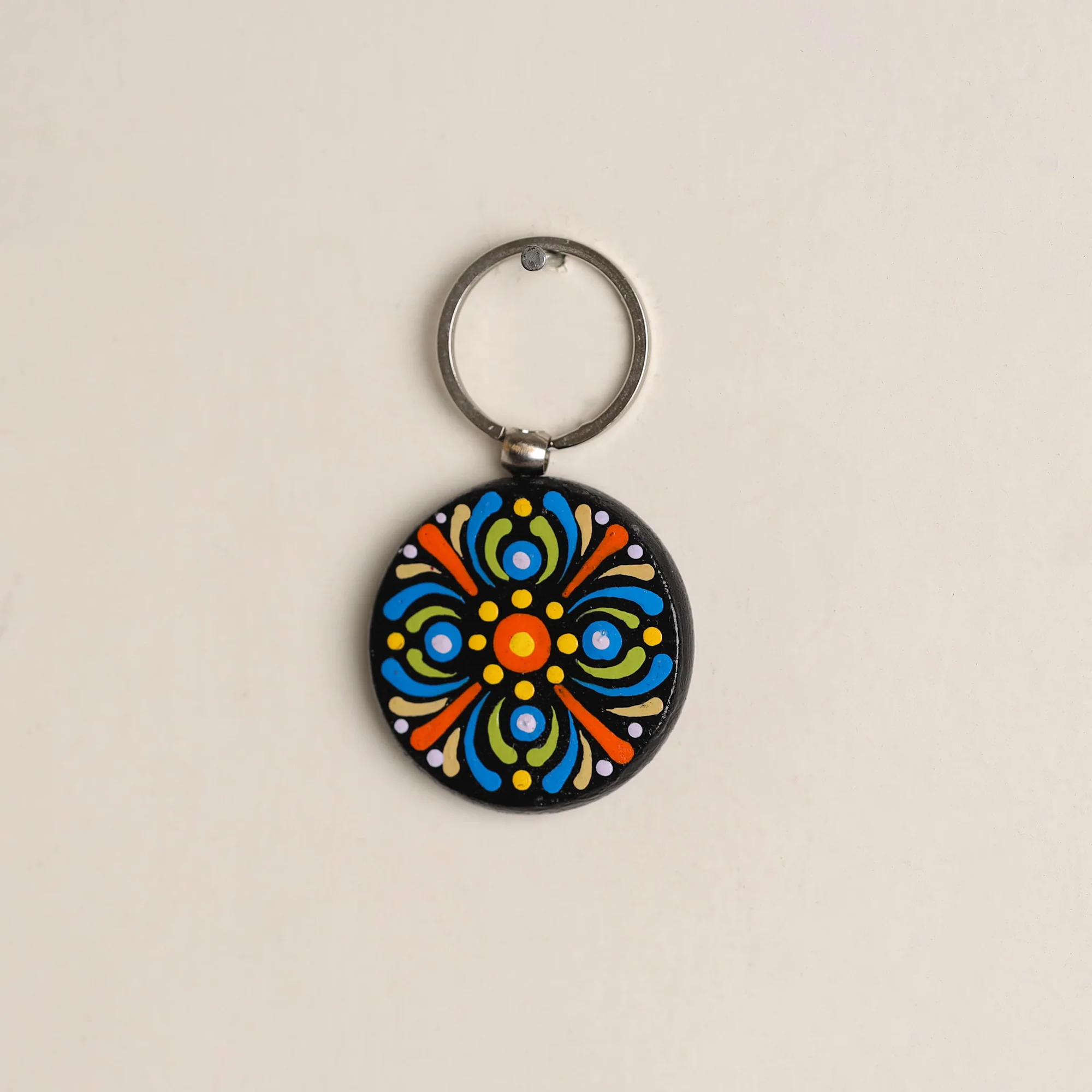Multicolor - Handpainted Mandala Art Wooden Keychain 64 - Image 2