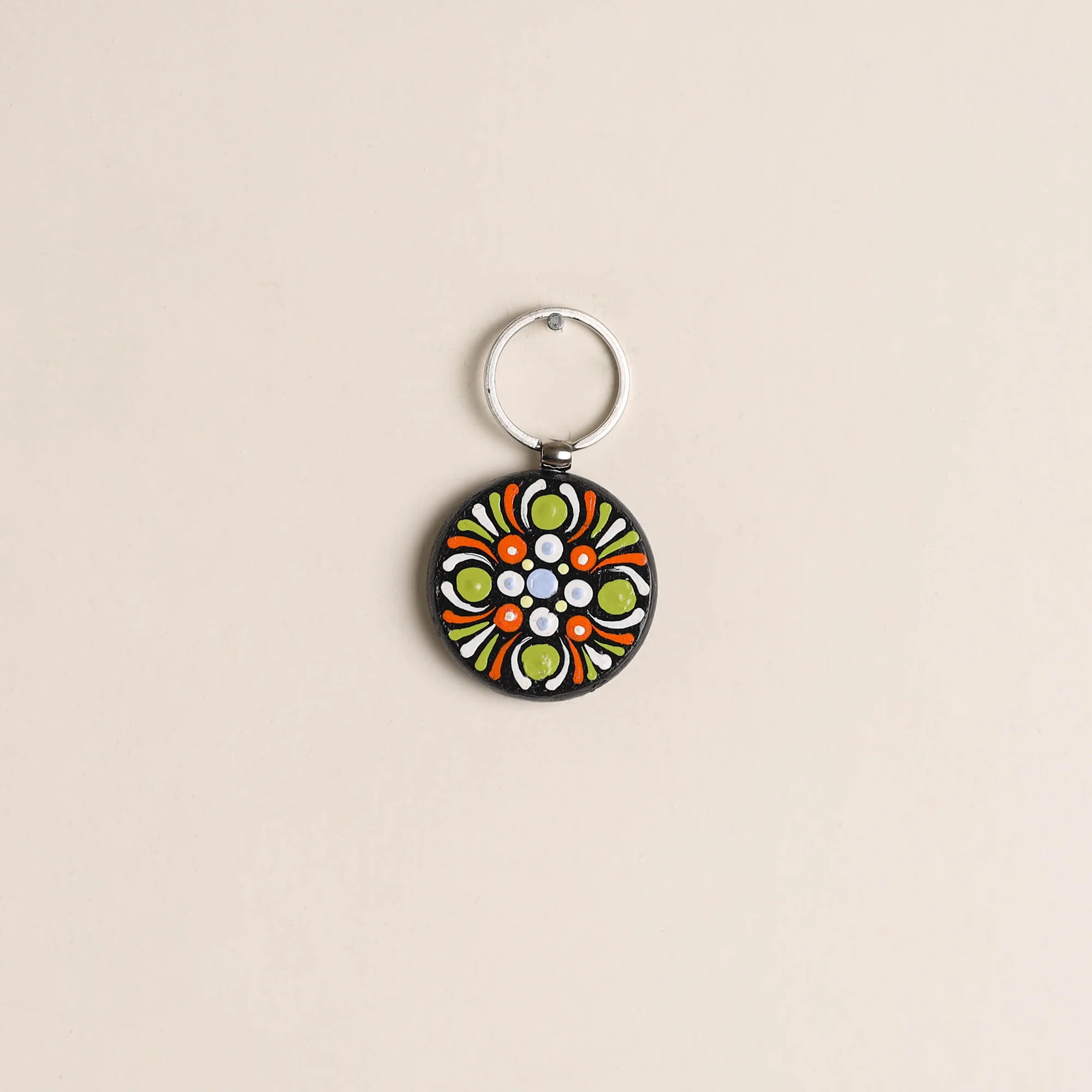 Multicolor - Handpainted Mandala Art Wooden Keychain 66