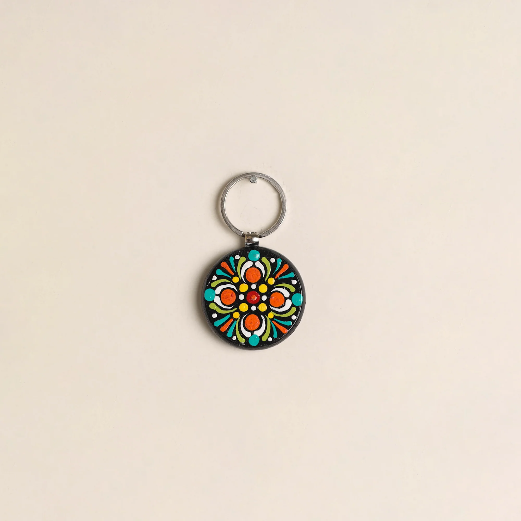 Multicolor - Handpainted Mandala Art Wooden Keychain 79