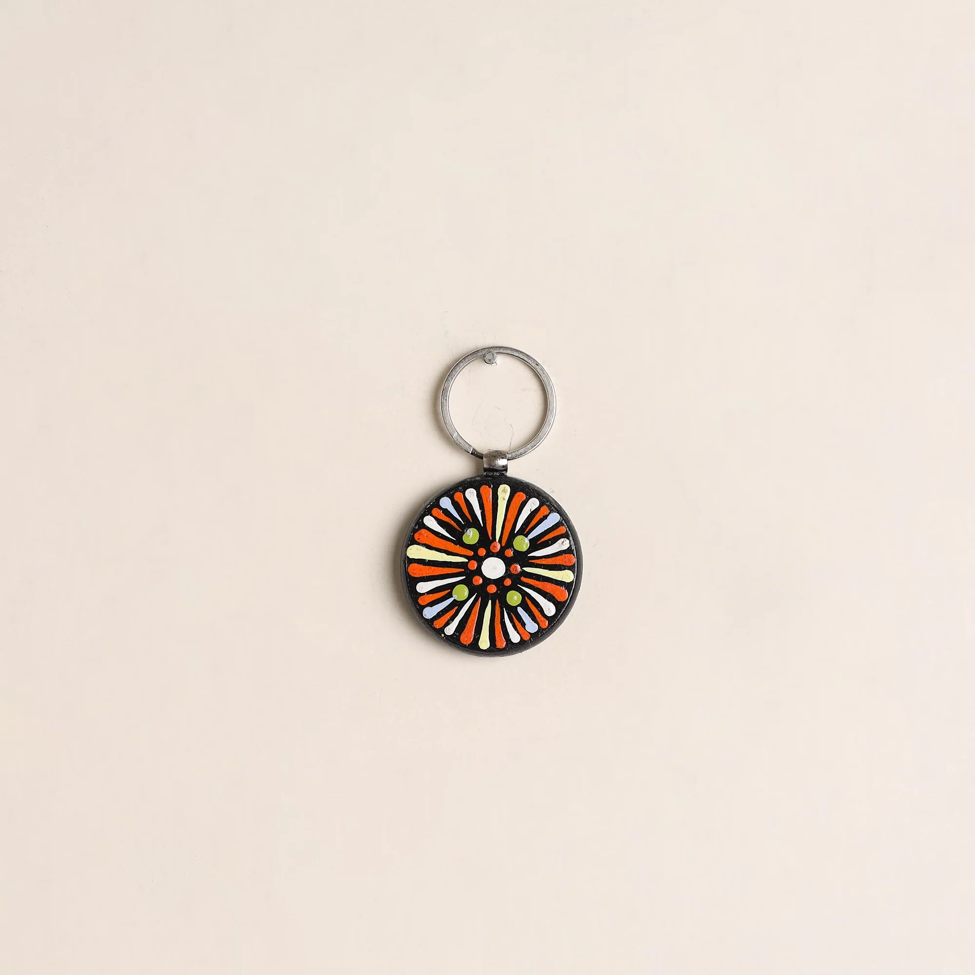Multicolor - Handpainted Mandala Art Wooden Keychain 92