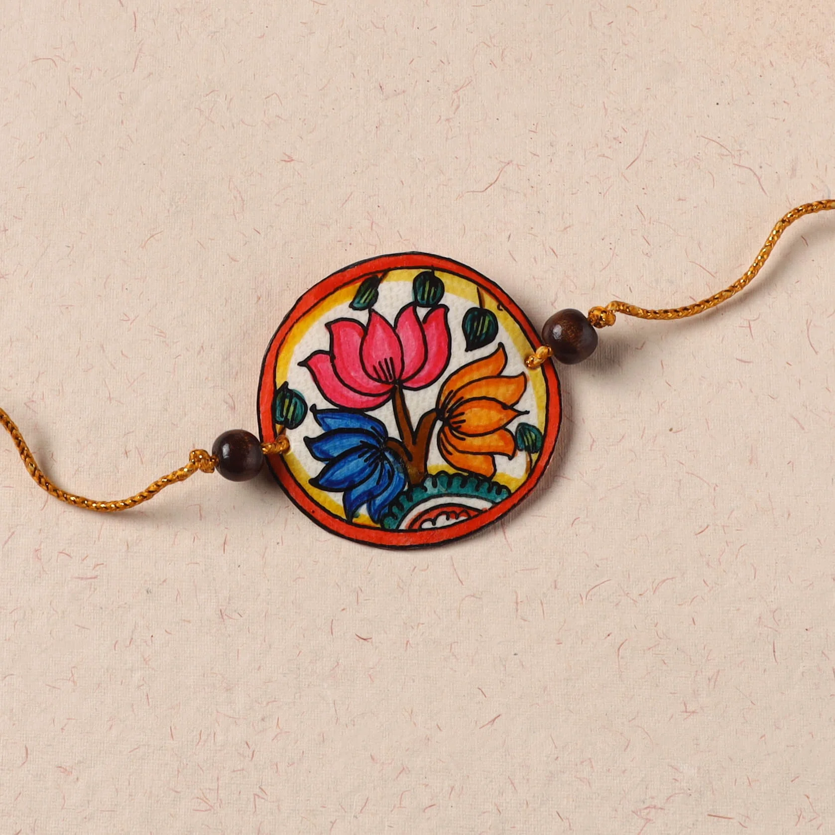 Lotus - Handpainted Tholu Bommalata Leather Rakhi (Assorted) 21 - Image 2