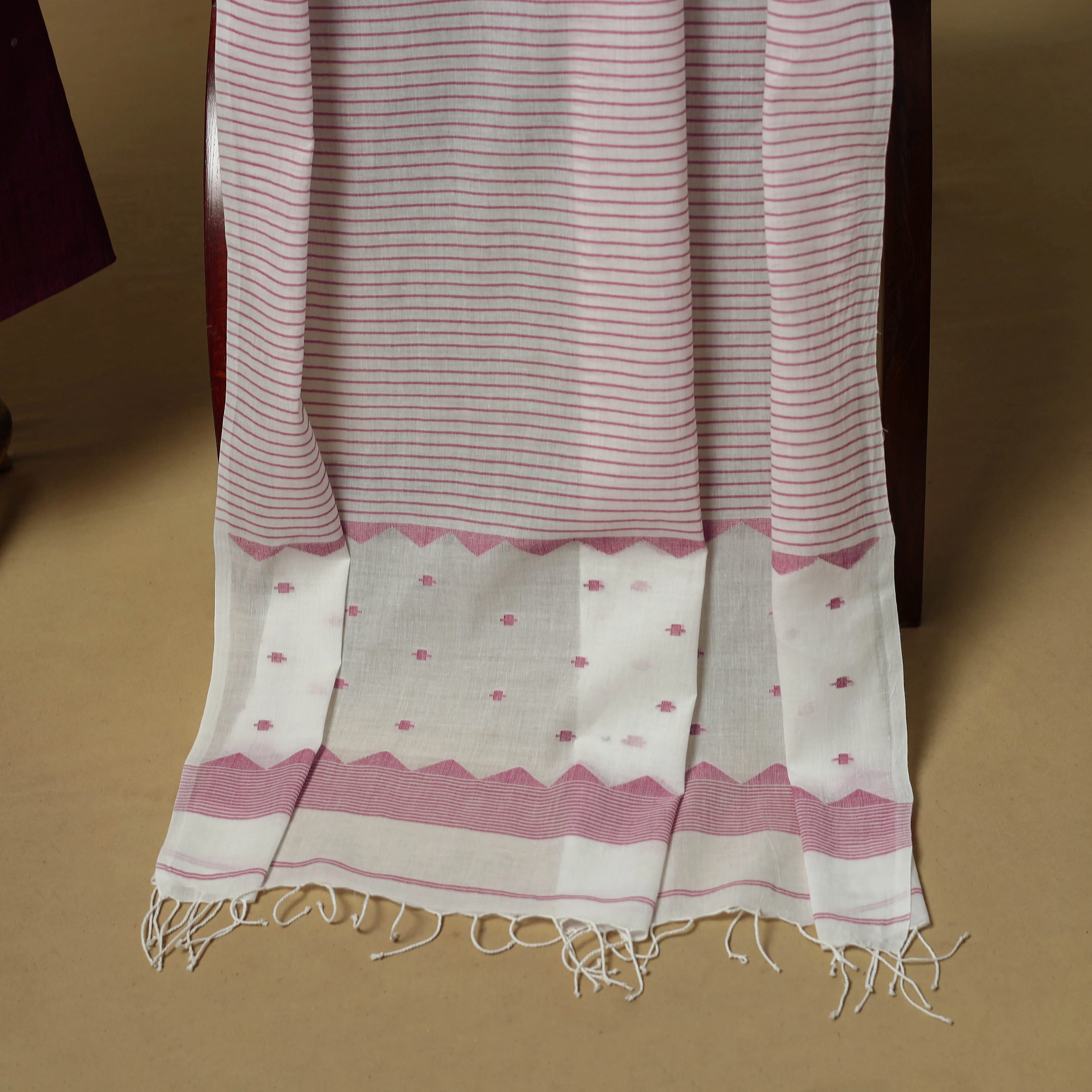 Purple - Handspun Handloom Phulia Jamdani Fine Cotton 2pc Unstitched Dress Material 10 - Image 4