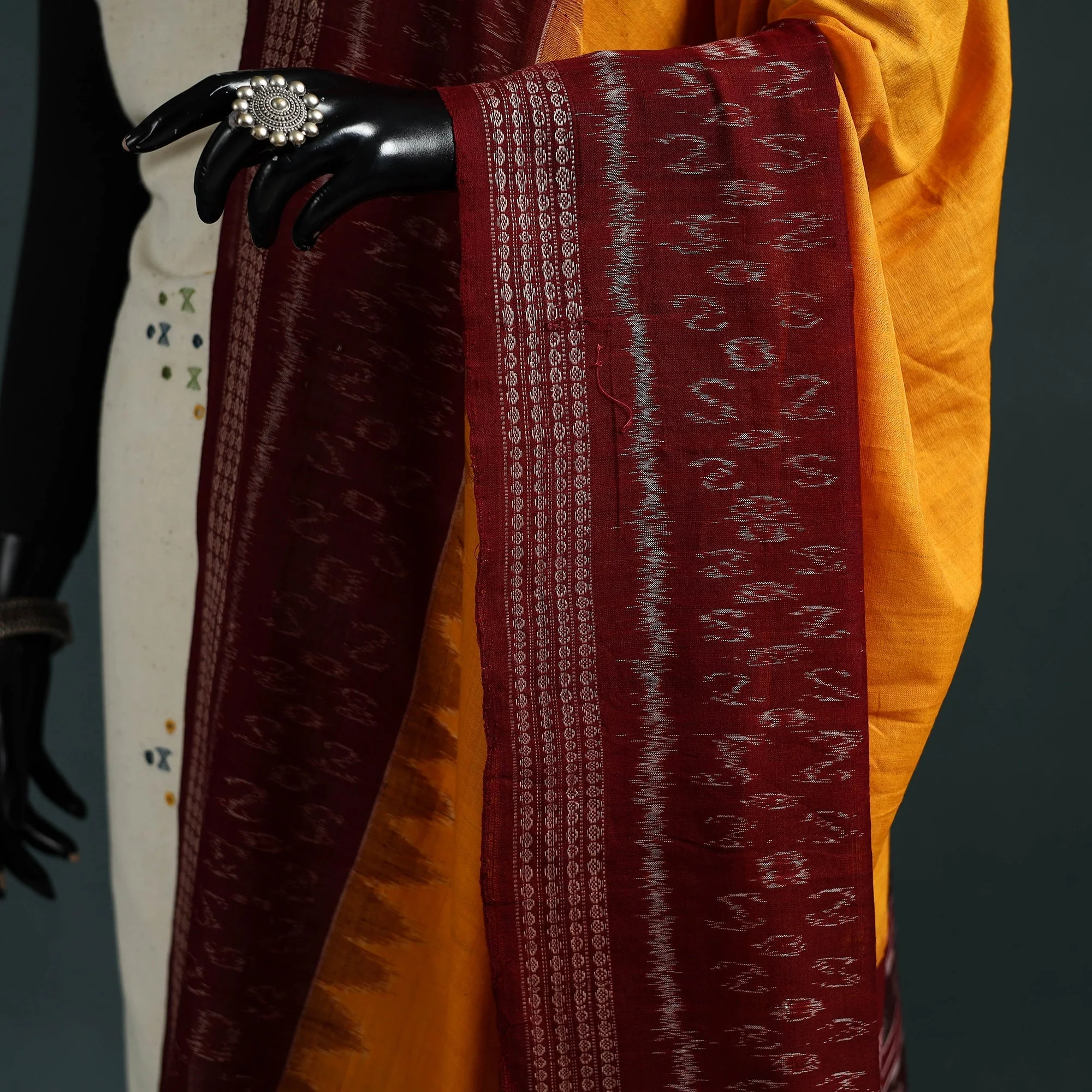 Yellow - Ikat Handloom Cotton Sambalpuri Dupatta 02 - Image 3