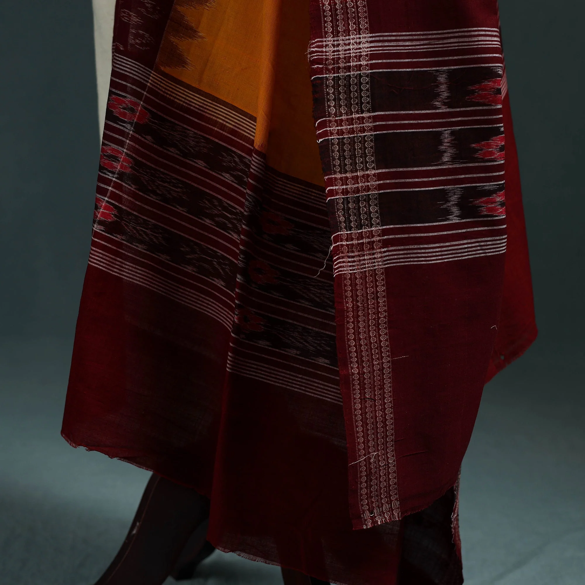 Yellow - Ikat Handloom Cotton Sambalpuri Dupatta 02 - Image 4