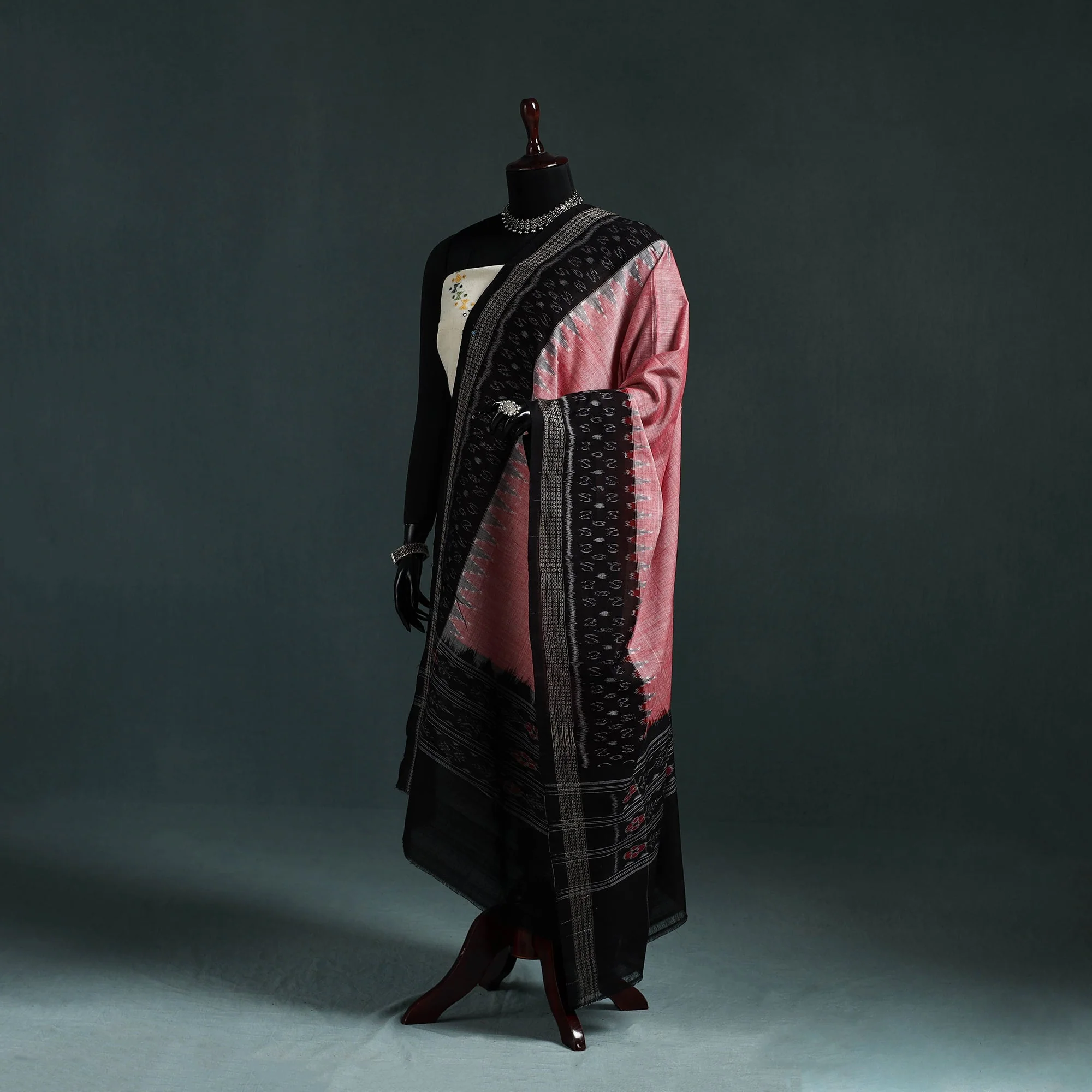 Pink - Ikat Handloom Cotton Sambalpuri Dupatta 08