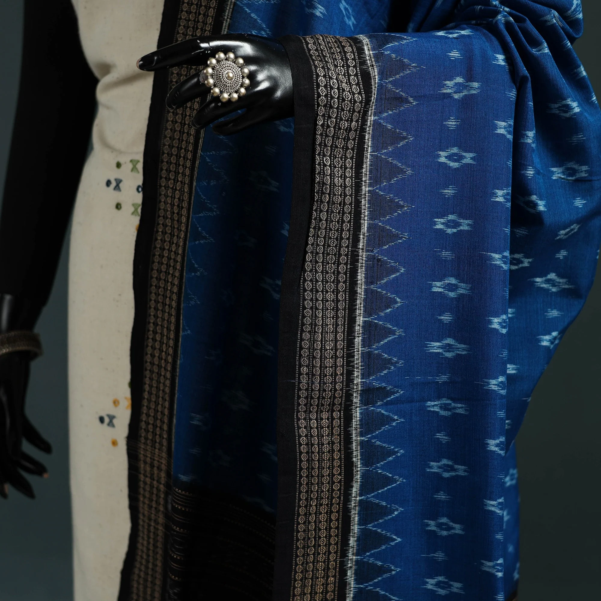 Blue - Ikat Handloom Cotton Sambalpuri Dupatta 09 - Image 3