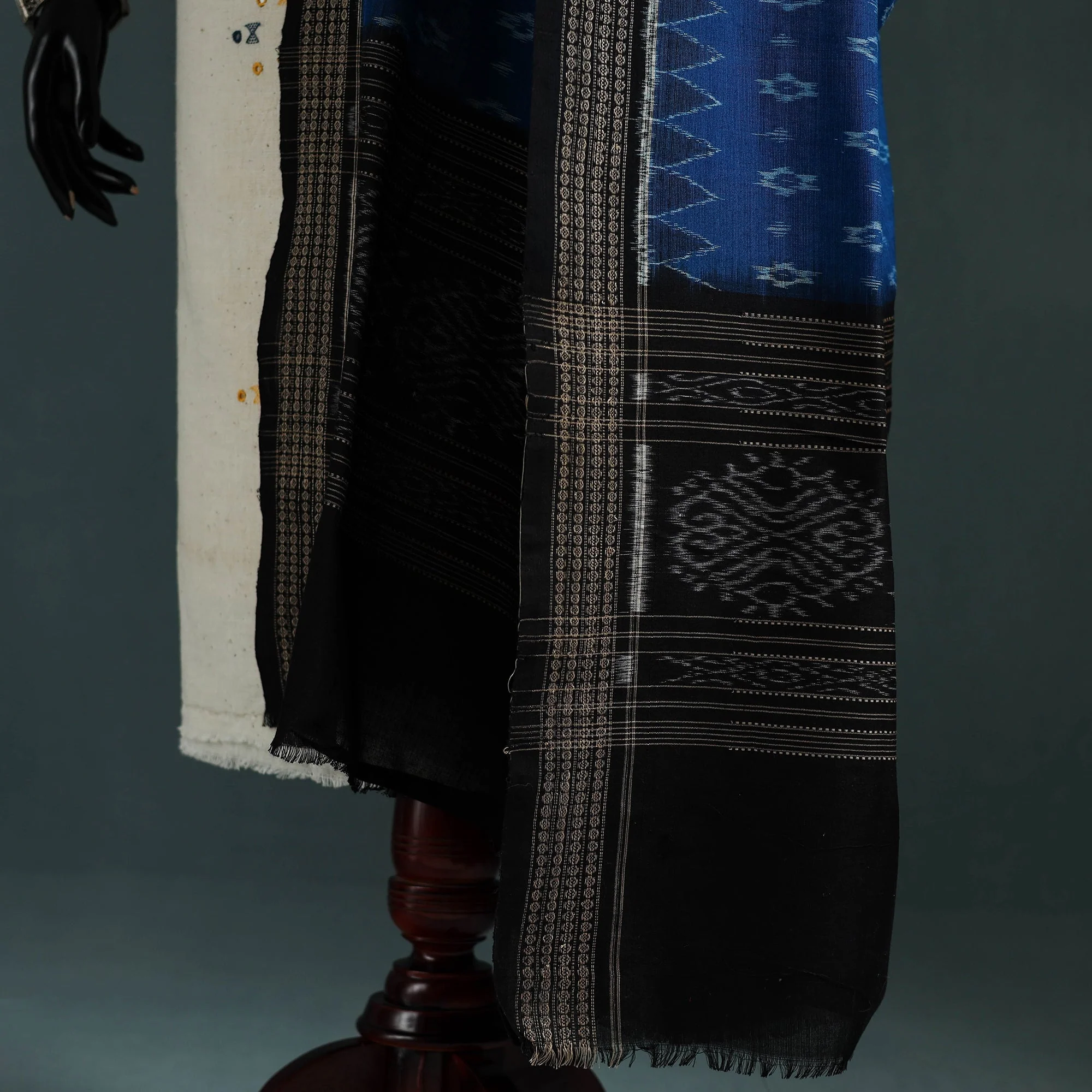 Blue - Ikat Handloom Cotton Sambalpuri Dupatta 09 - Image 4