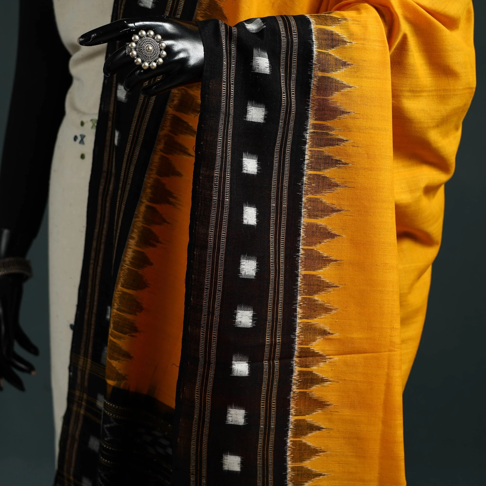 Yellow - Ikat Handloom Cotton Sambalpuri Dupatta 10 - Image 3