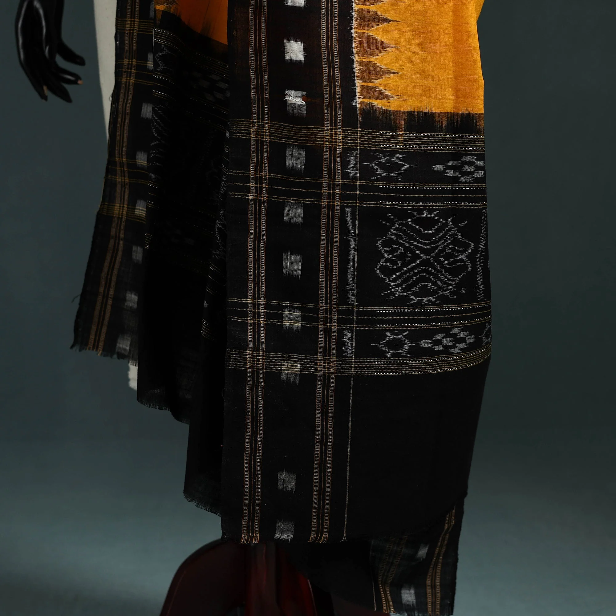 Yellow - Ikat Handloom Cotton Sambalpuri Dupatta 10 - Image 4
