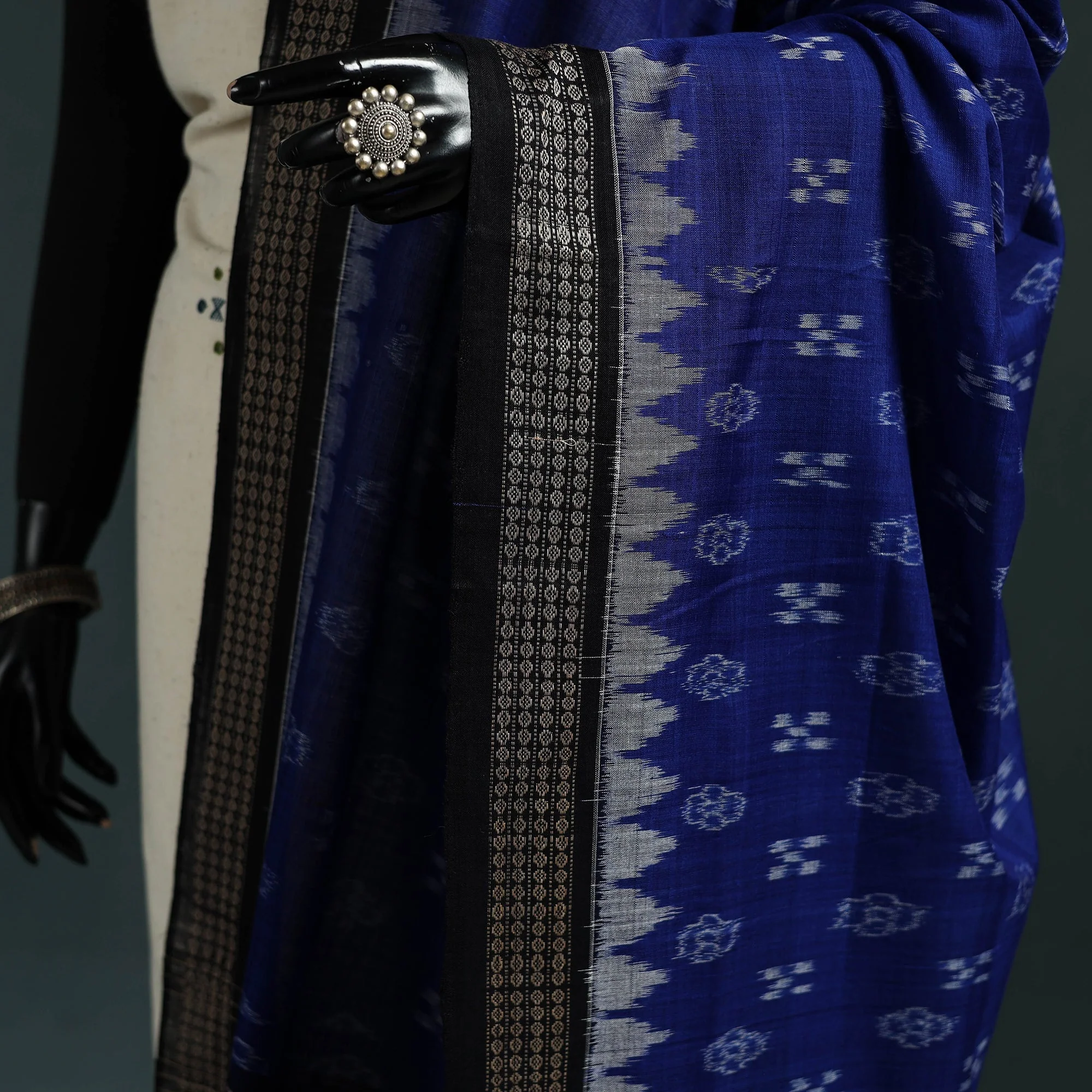 Blue - Ikat Handloom Cotton Sambalpuri Dupatta 11 - Image 3