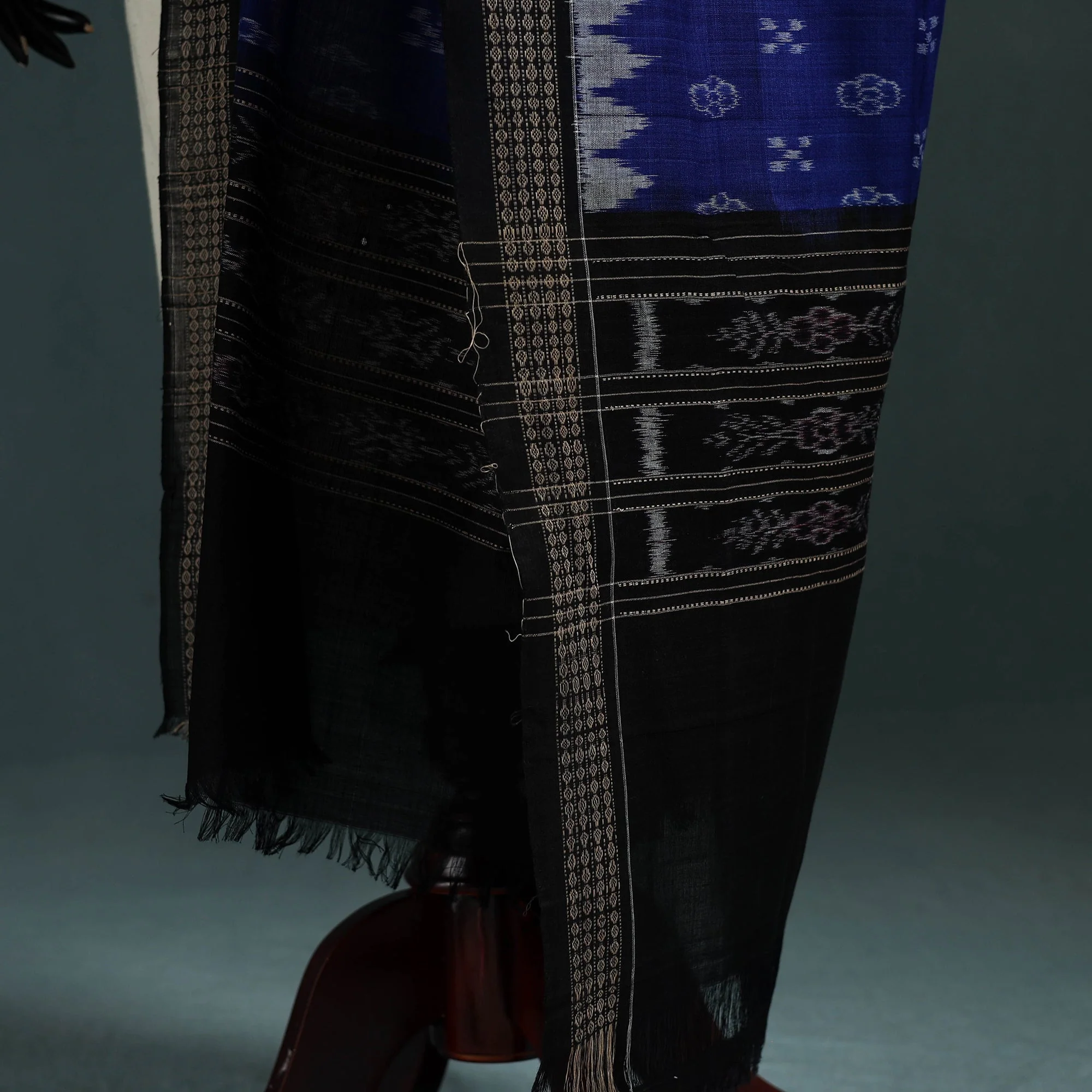 Blue - Ikat Handloom Cotton Sambalpuri Dupatta 11 - Image 4
