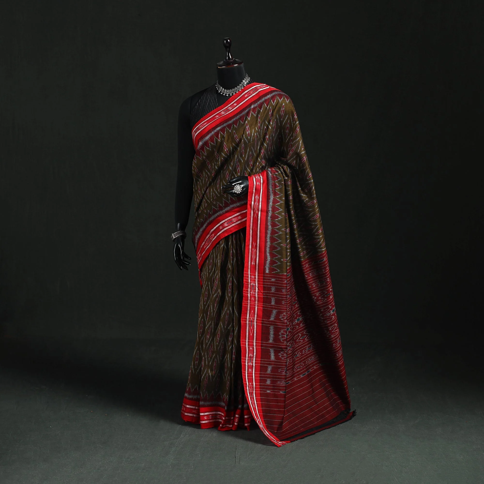 Green - Ikat Handloom Cotton Sambalpuri Saree 30