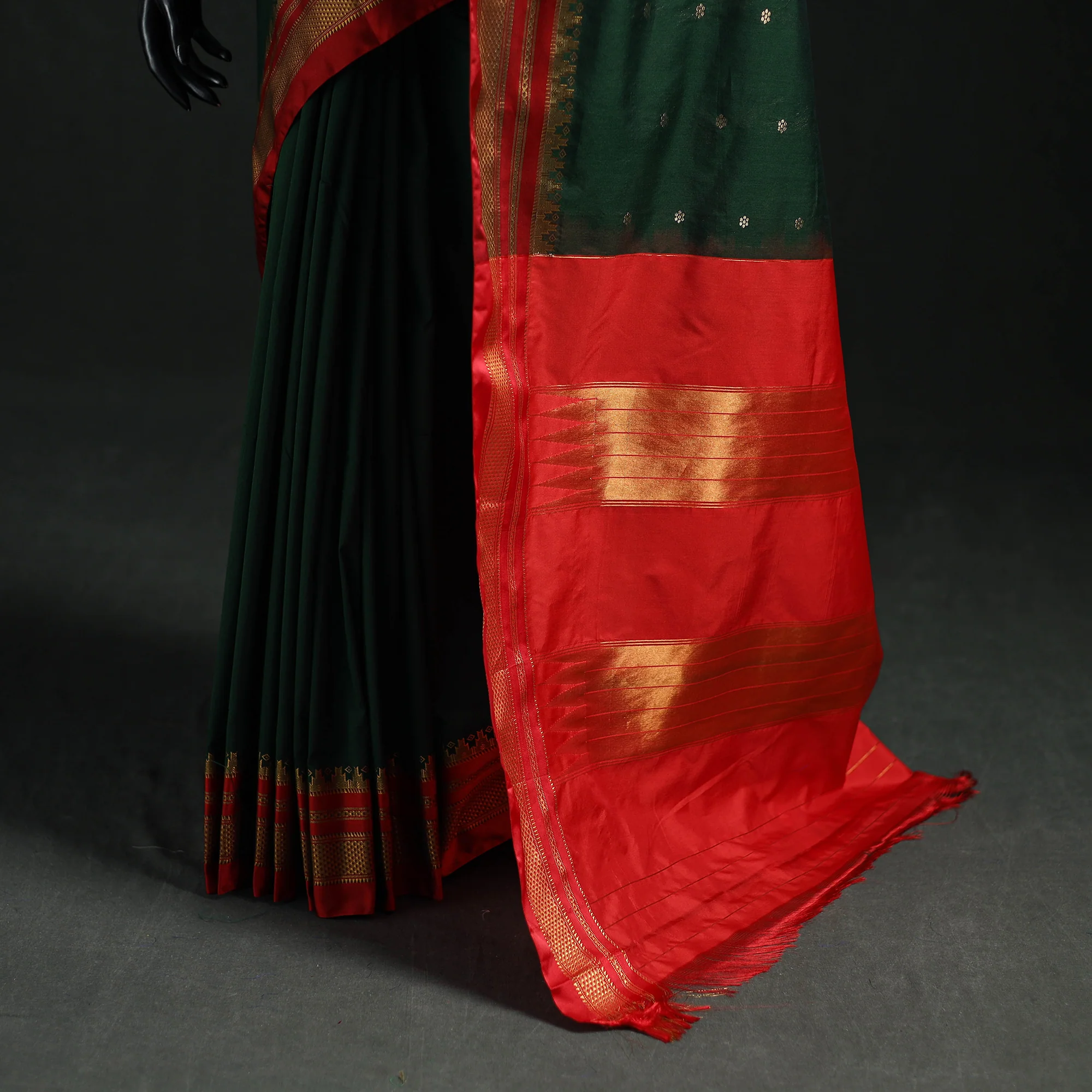 Ilkal Weave Silk Cotton Zari Border Saree with Blouse Piece 25 - Image 4
