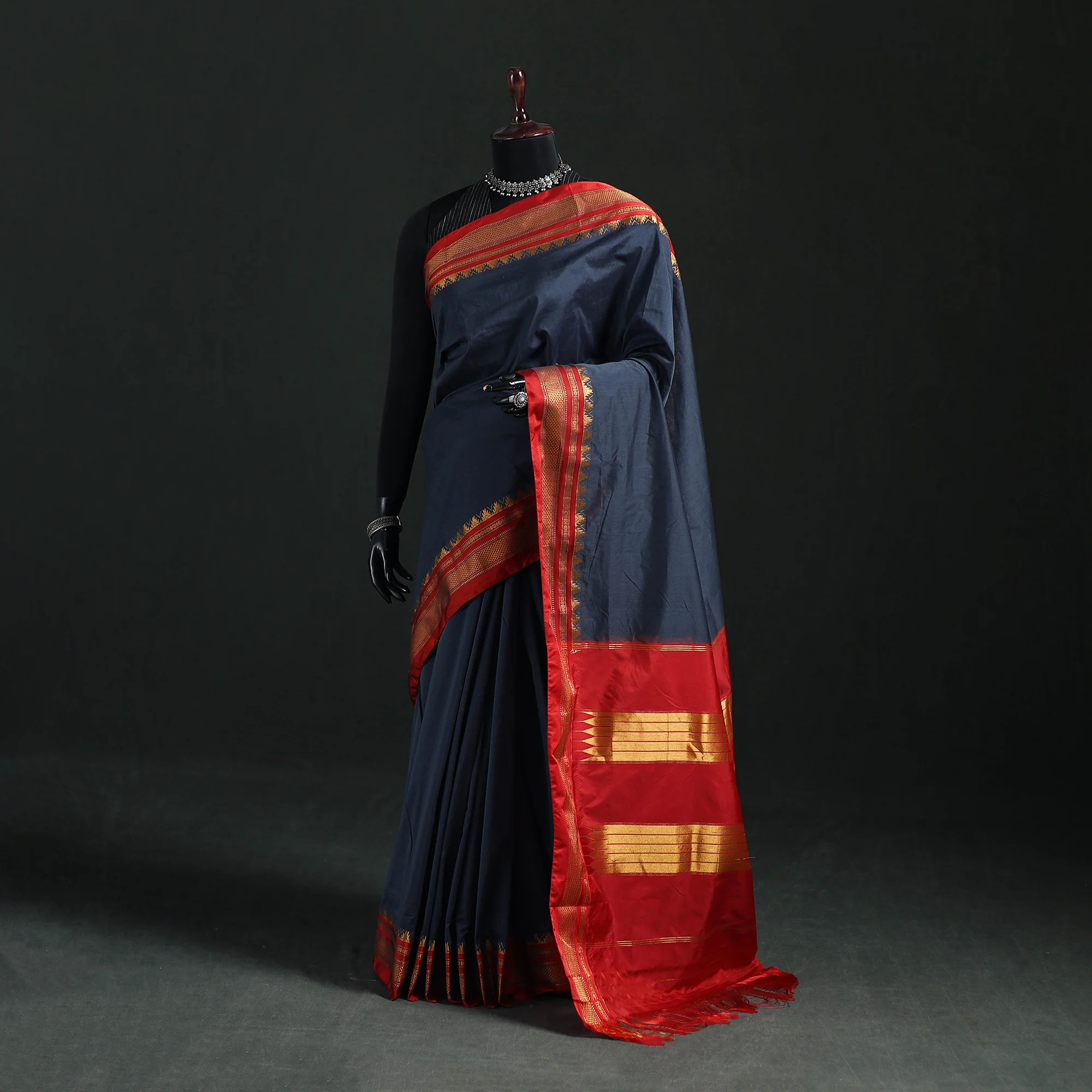 Ilkal Weave Silk Cotton Zari Border Saree with Blouse Piece 26