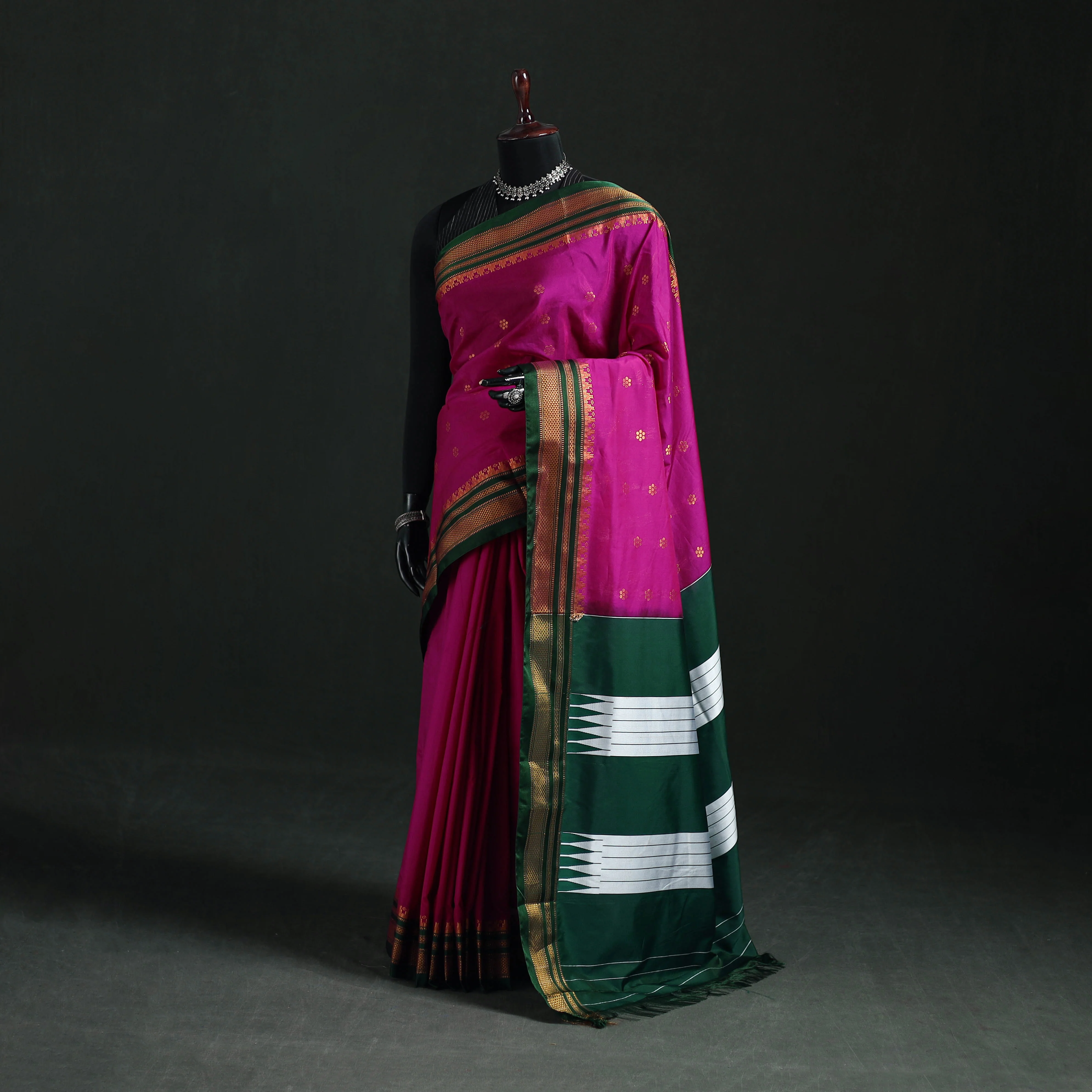 Ilkal Weave Silk Cotton Zari Border Saree with Blouse Piece 27