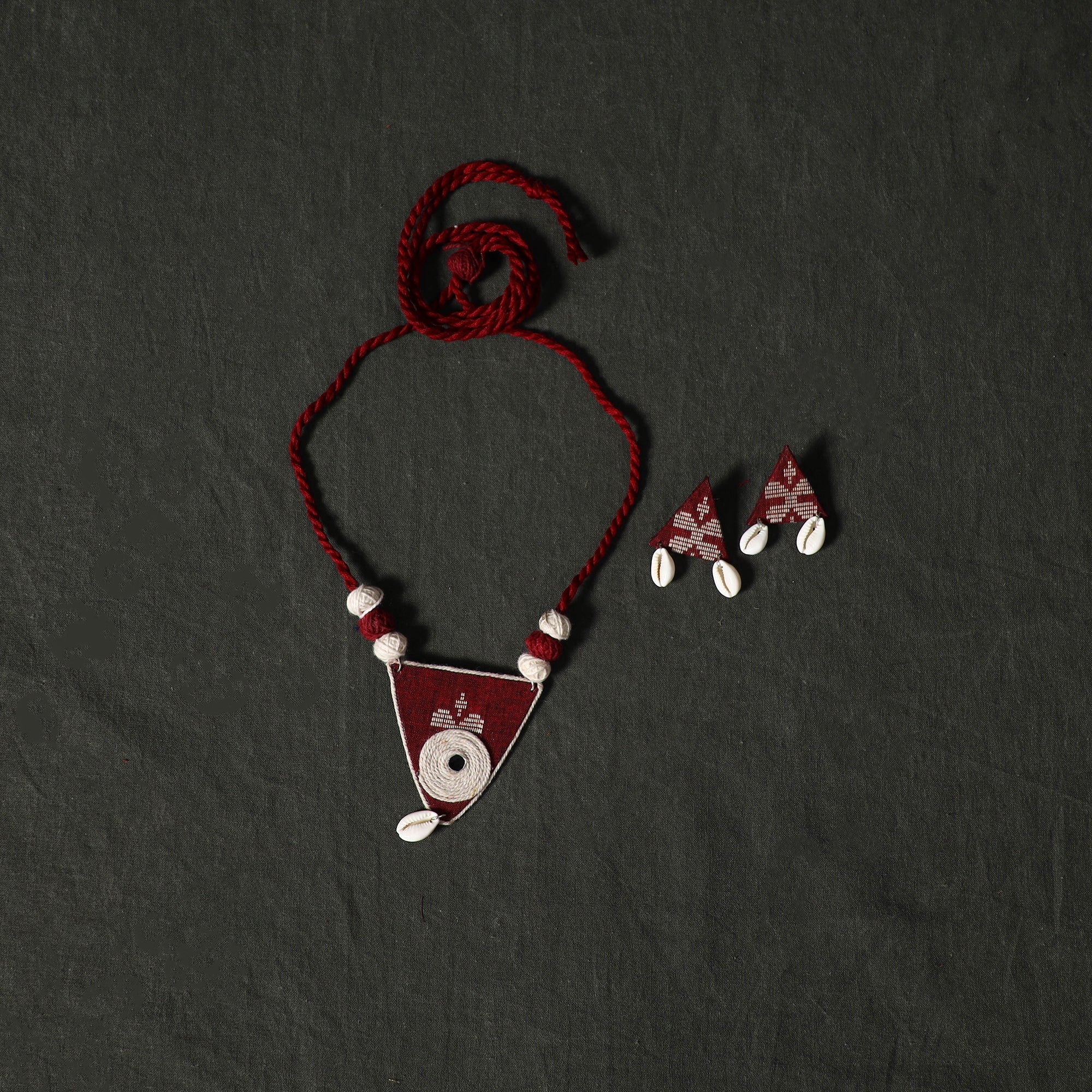 Red - Jacquard Cotton 2pc Unstitched Dress Material with Jewellery Set 03 - Image 5