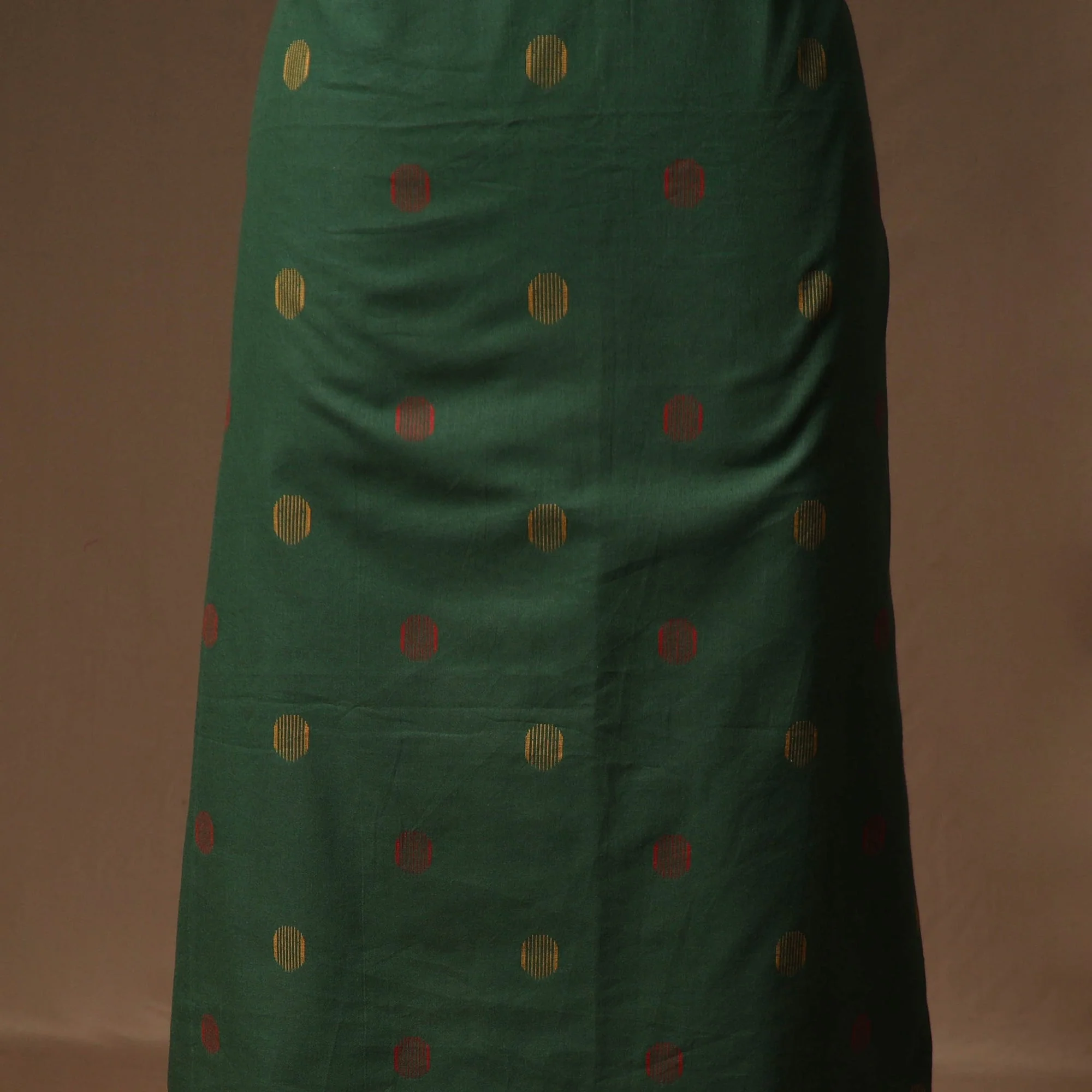 Green - Jacquard Cotton 2pc Unstitched Dress Material with Jewellery Set 11 - Image 4