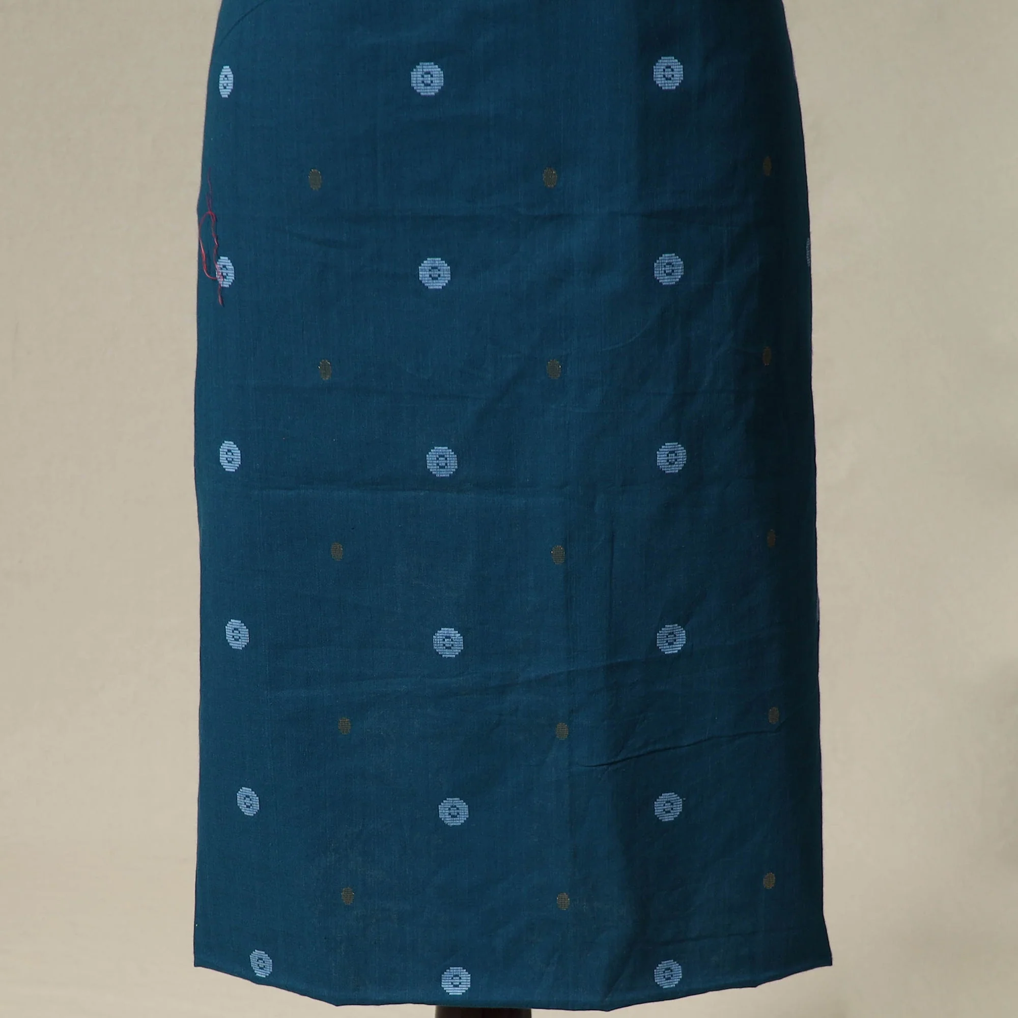 Blue - Jacquard Cotton 2pc Unstitched Dress Material with Jewellery Set 11 - Image 4