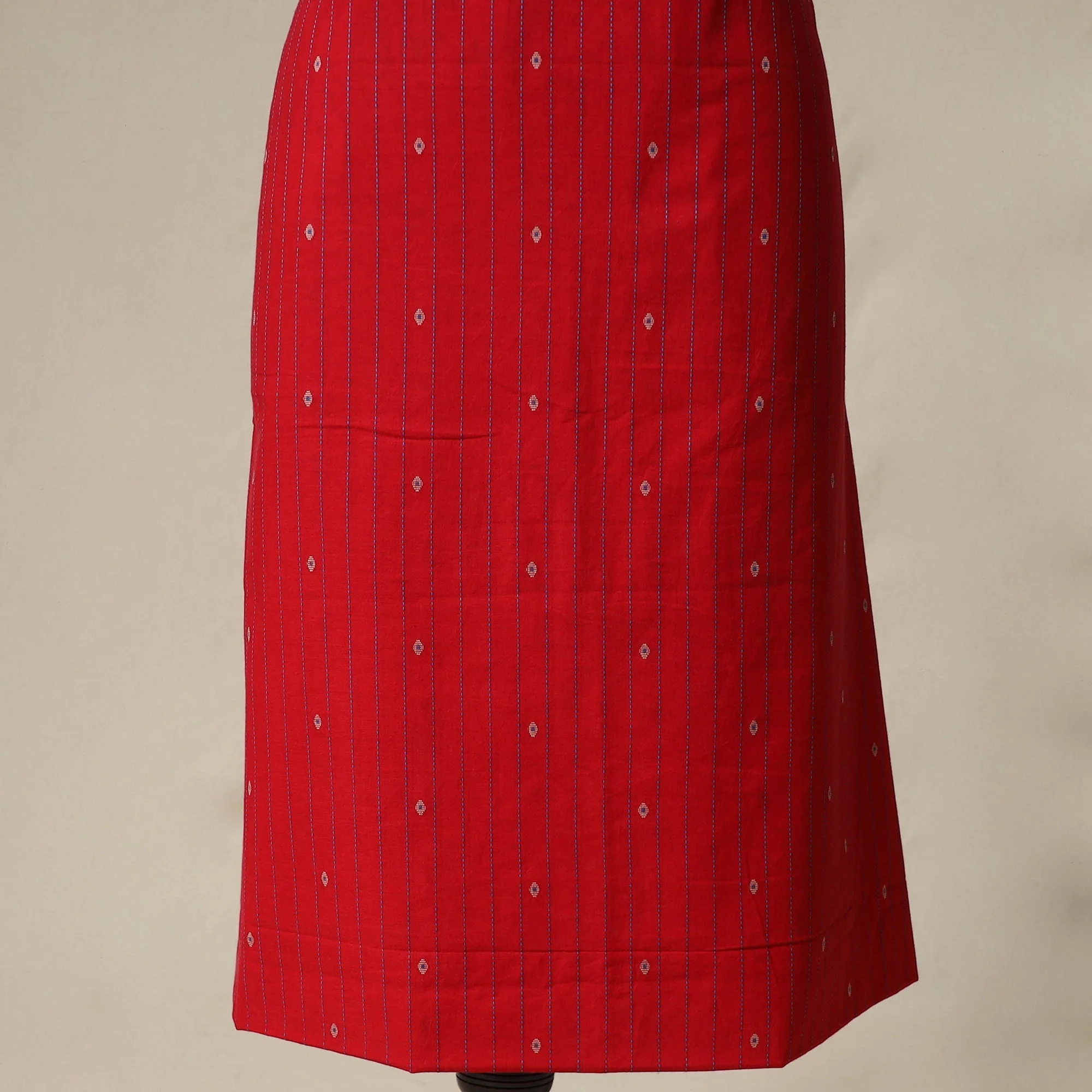 Red - Jacquard Cotton 2pc Unstitched Dress Material with Jewellery Set 31 - Image 4