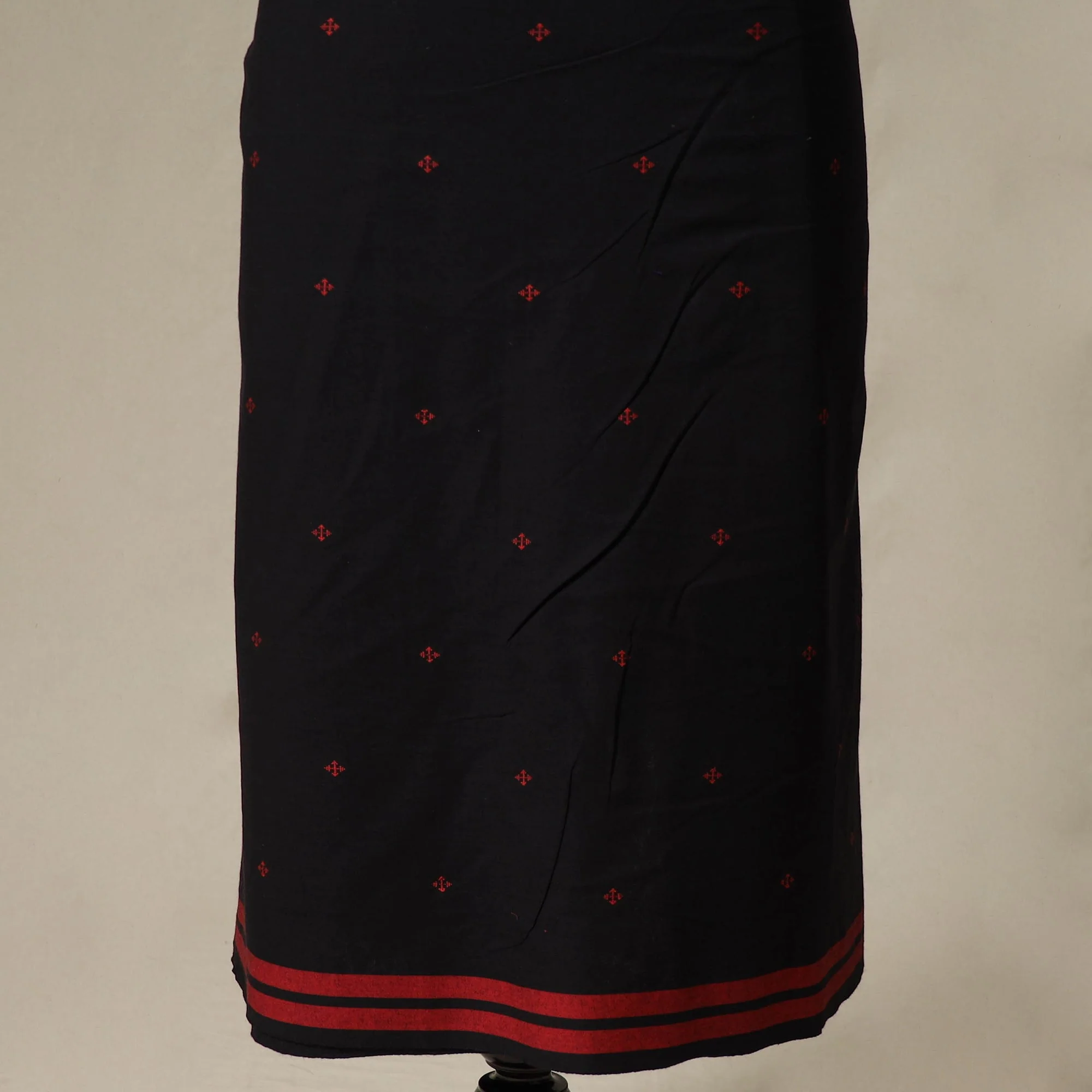 Black - Jacquard Cotton 2pc Unstitched Dress Material with Jewellery Set 43 - Image 4