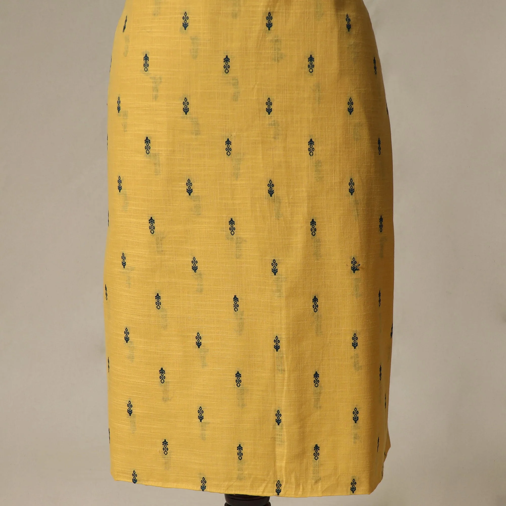 Yellow - Jacquard Cotton 2pc Unstitched Dress Material with Jewellery Set 46 - Image 4