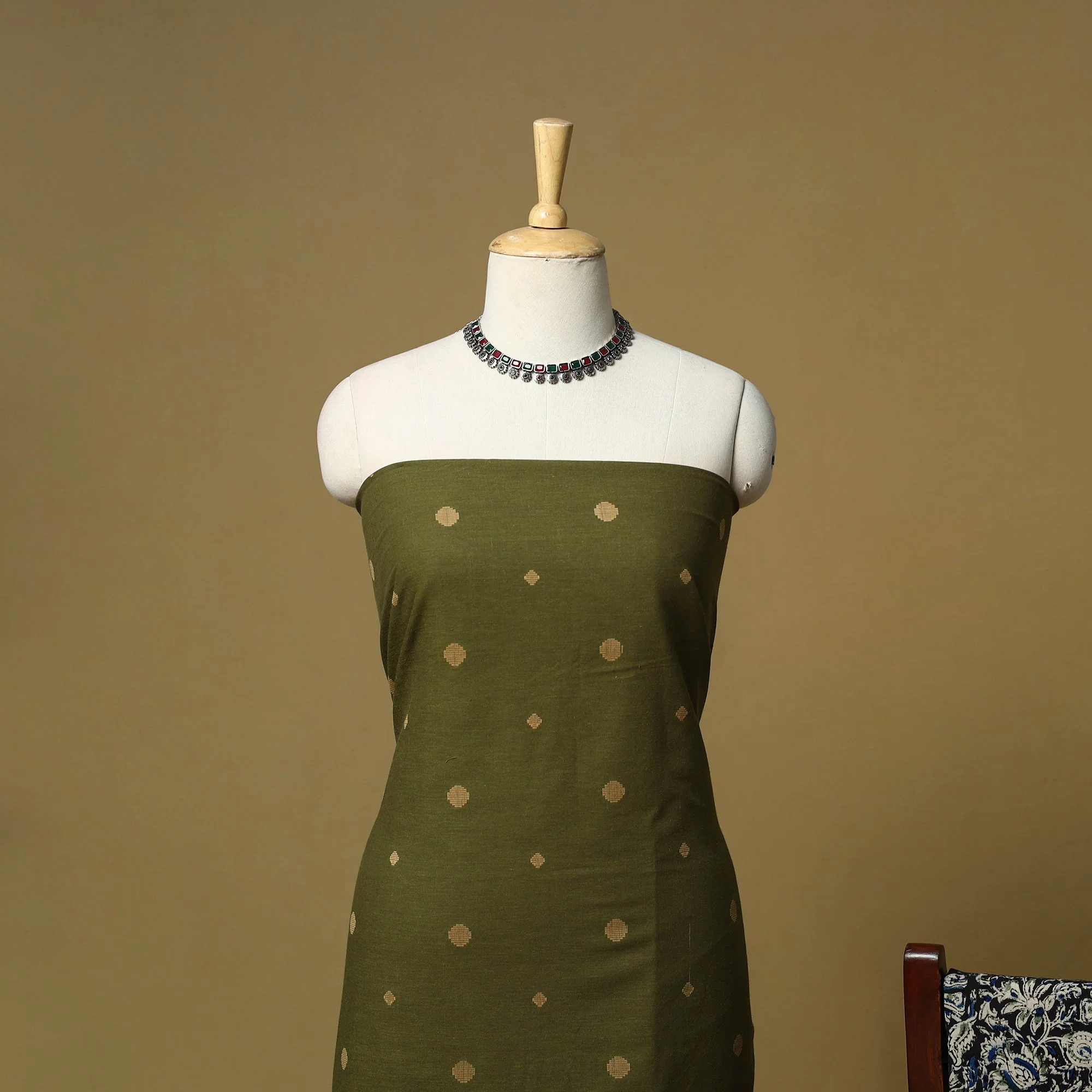Green - Jacquard Cotton 3pc Unstitched Dress Material 148 - Image 3