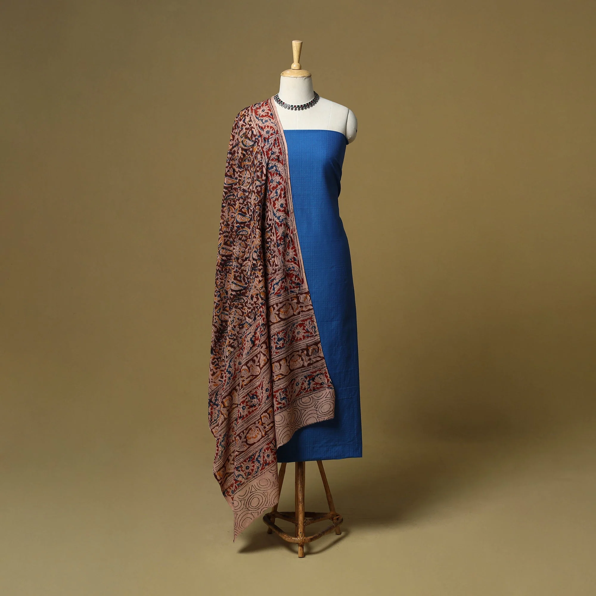 Blue - Jacquard Cotton 3pc Unstitched Dress Material 166 - Image 2