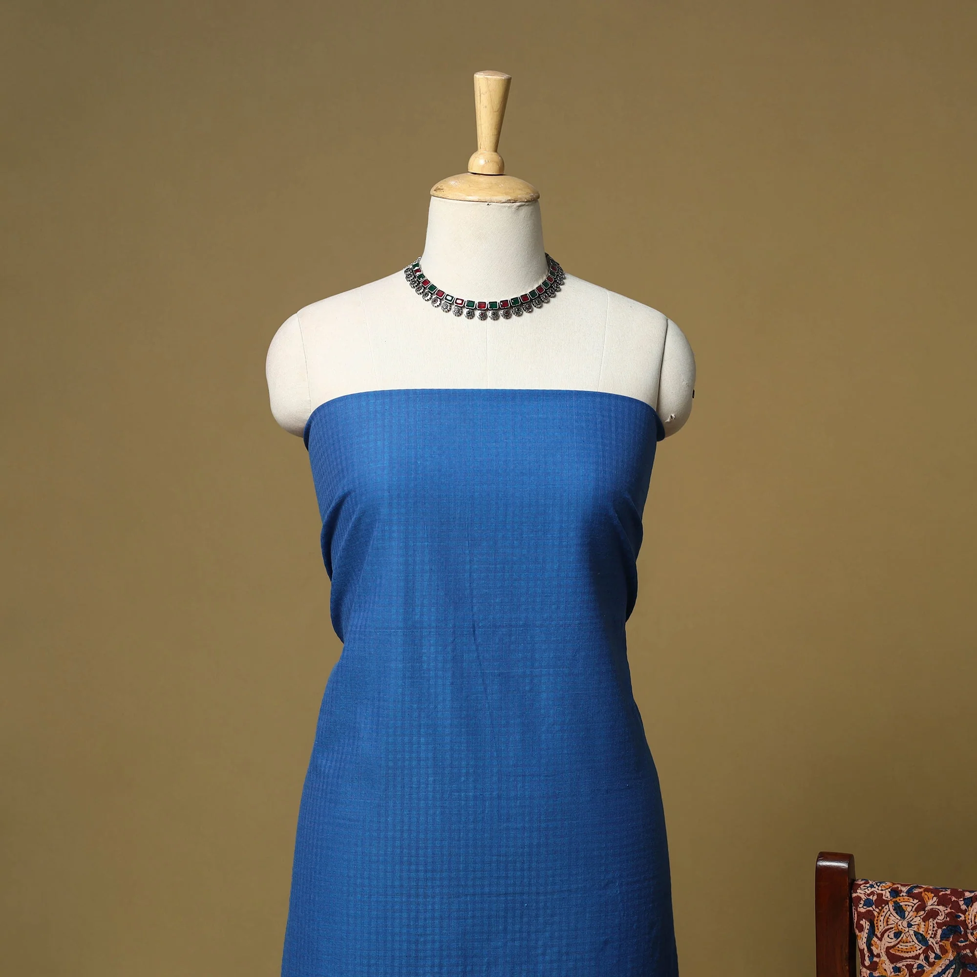 Blue - Jacquard Cotton 3pc Unstitched Dress Material 166 - Image 3