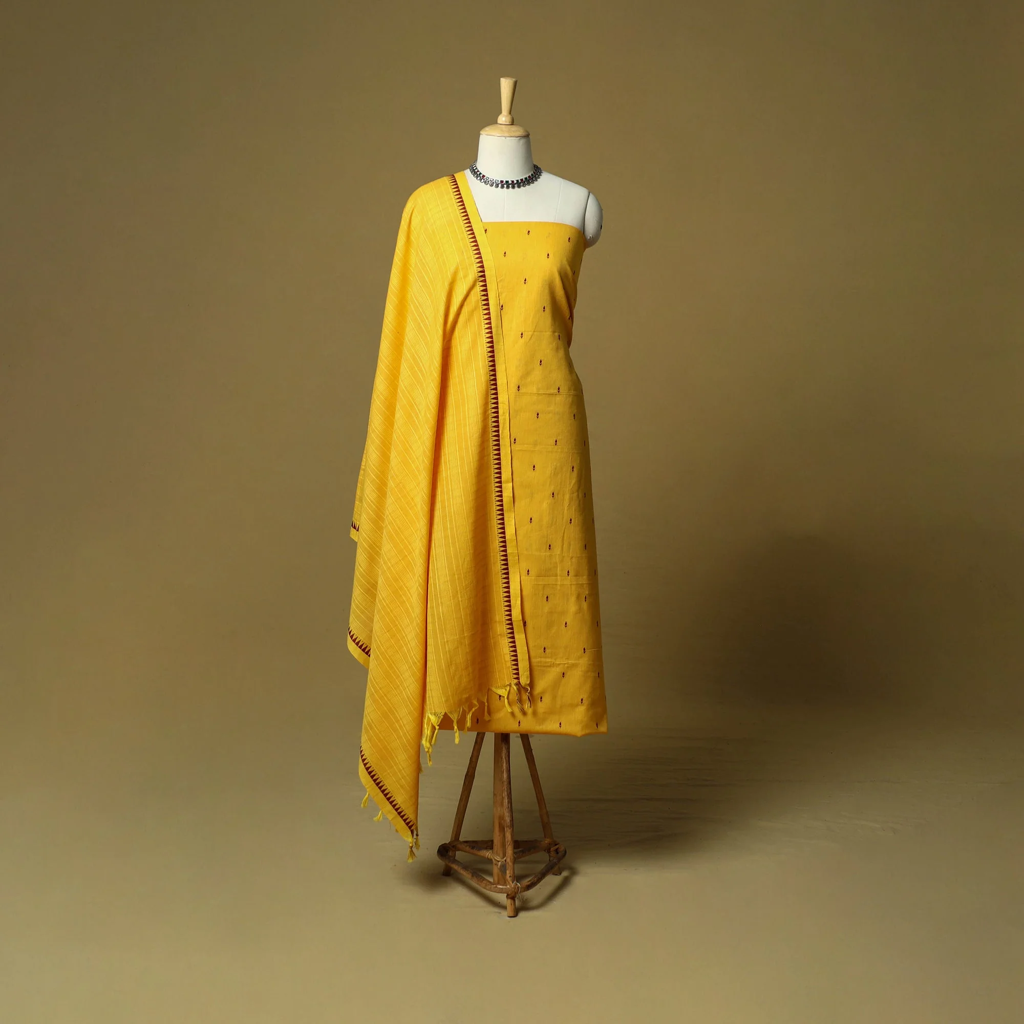 Yellow - Jacquard Cotton 3pc Unstitched Dress Material 26 - Image 2