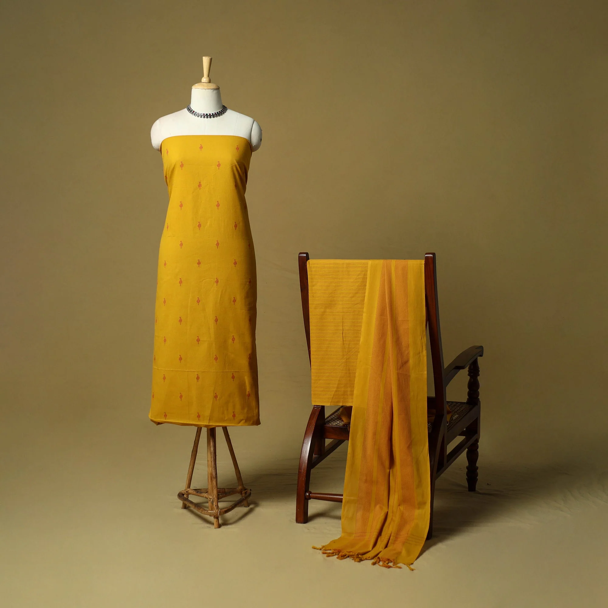 Yellow - Jacquard Cotton 3pc Unstitched Dress Material 30